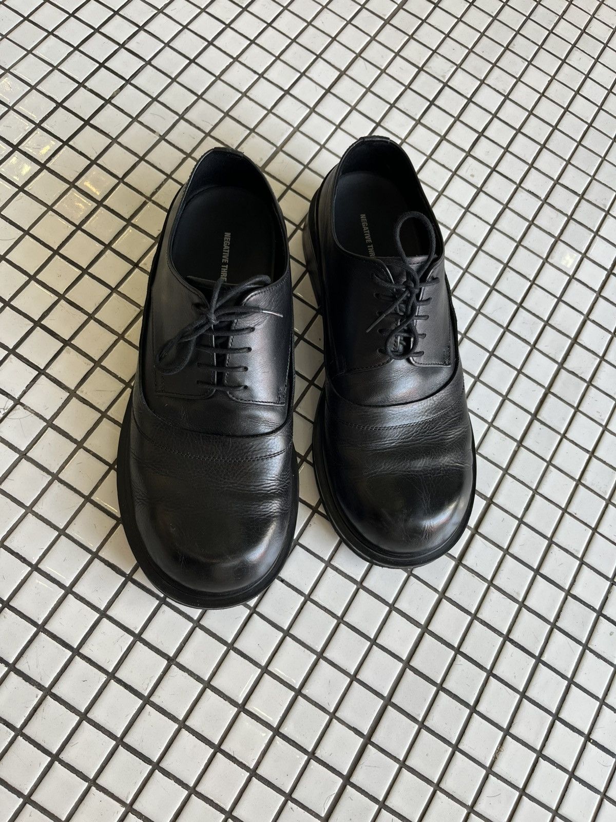 Leather Rare❤️‍🔥Negative Three //Derby Black Leather Shoes Size US 9 / EU 42 - 1 Thumbnail