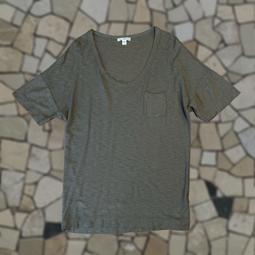 James Perse James Perse Standard Pocket Tee Scoop Neck Cap Sleeve Women’s 1/S Brown Solid Cotton Blend Lightweight Breathable Regular Size 1/ S Womens Size ONE SIZE - 1 Thumbnail