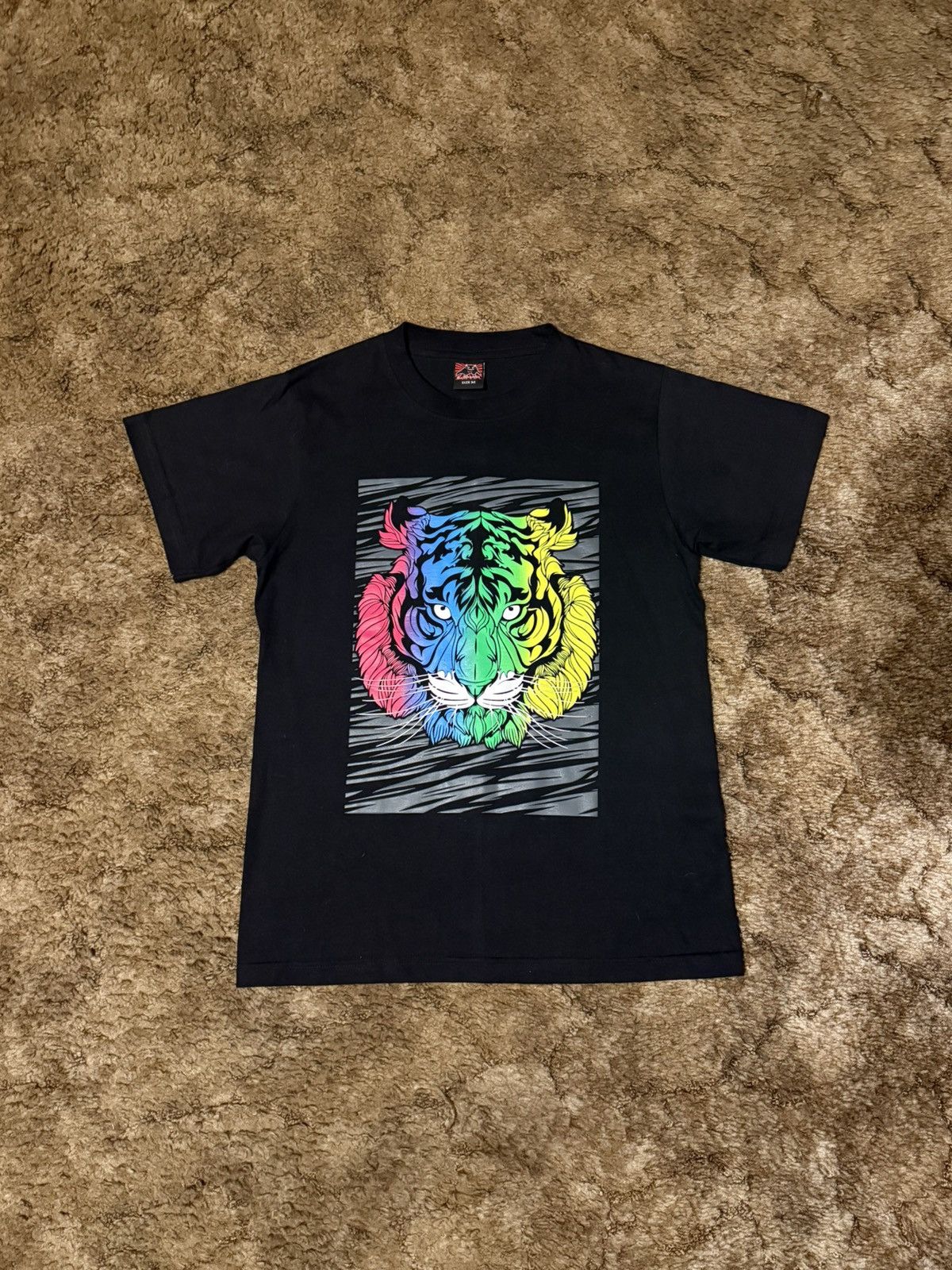 Vintage Y2K Rainbow Tiger T-Shirt Tee Black Medium Size US M / EU 48-50 / 2 - 1 Thumbnail
