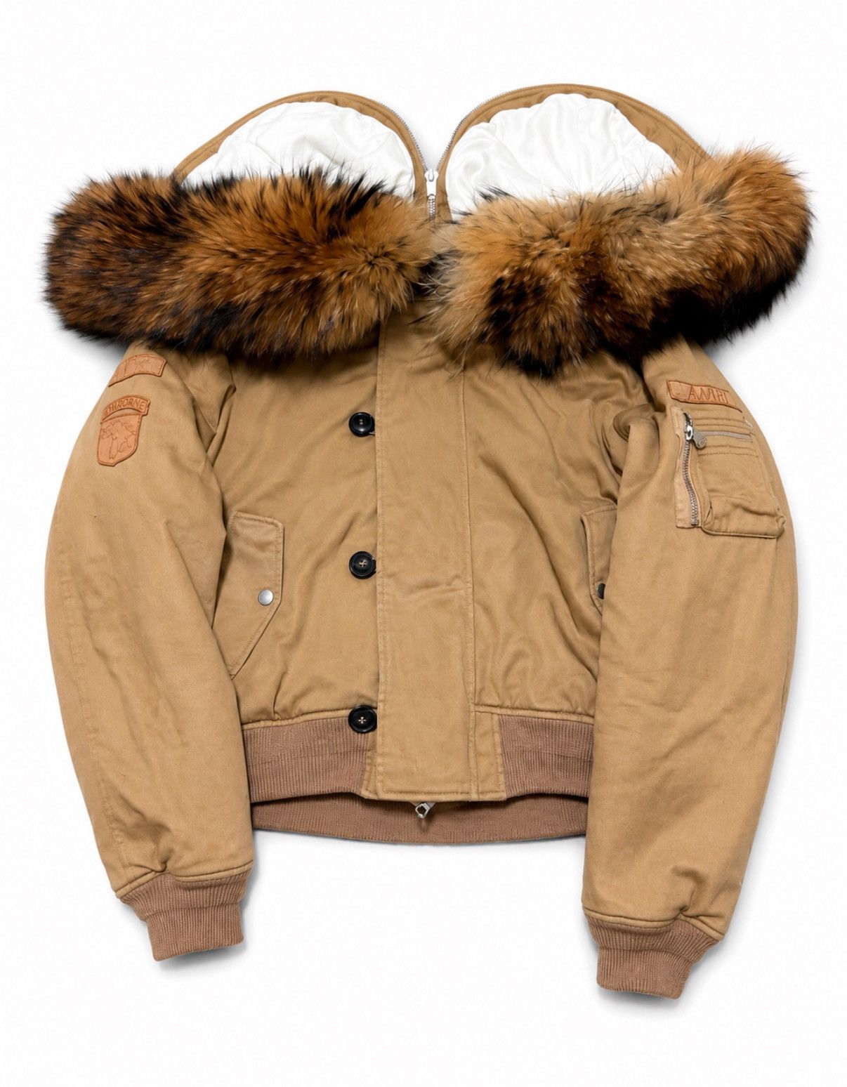 Amiri Amiri Khaki Hooded Fur Bomber Jacket Size L Size US L / EU 52-54 / 3 - 2 Thumbnail