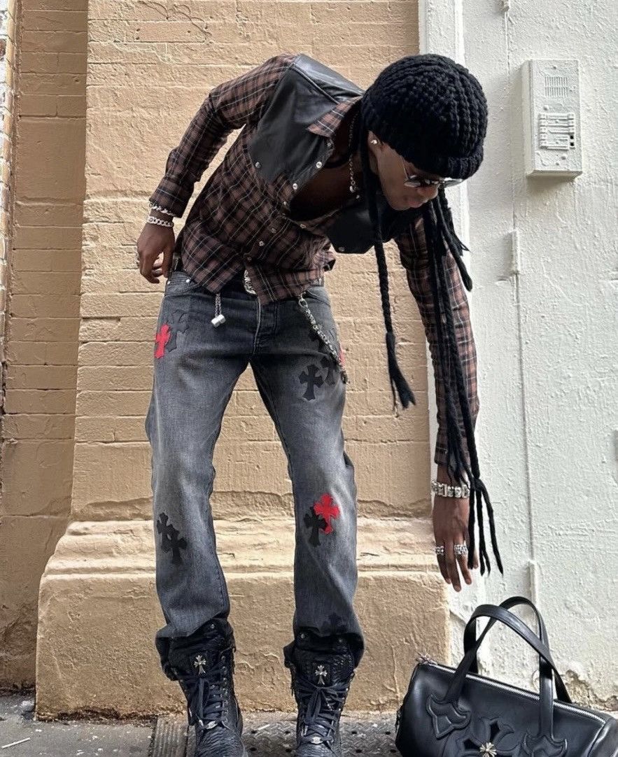 Chrome Hearts Wisdom Kaye Leather Cross Patch Flannel