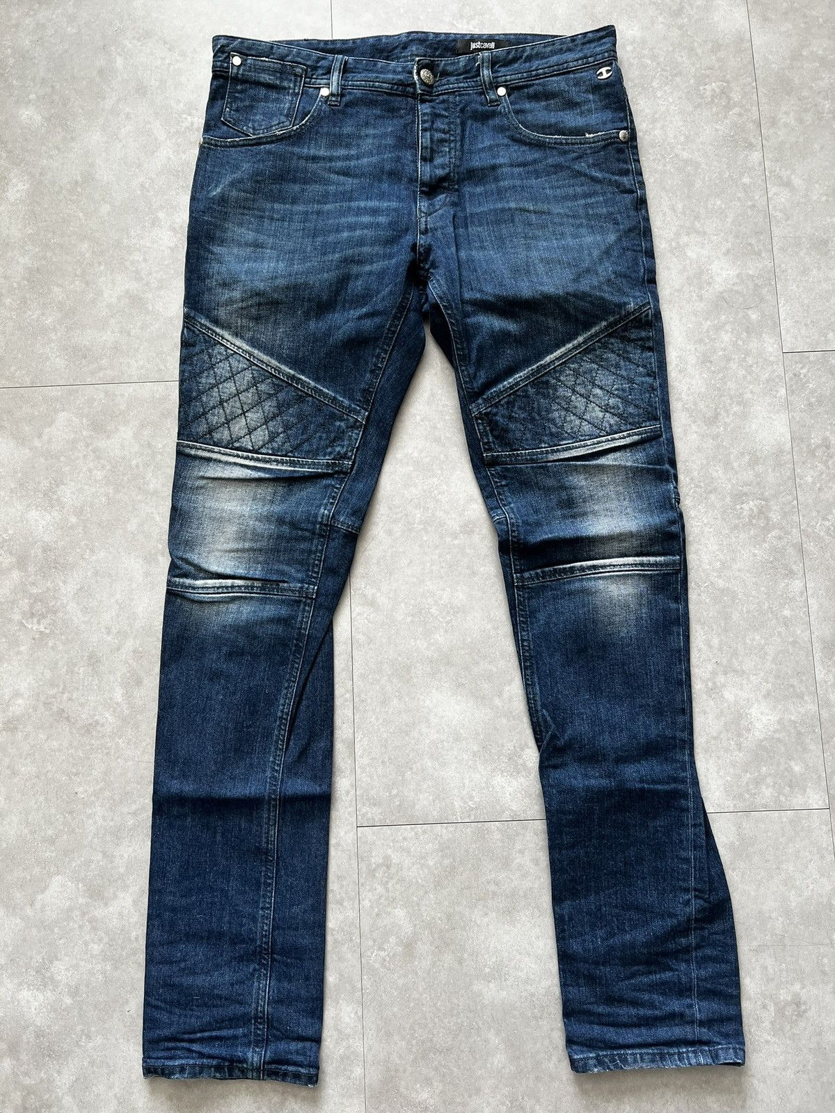 Just Cavalli Just Cavalli Men’s Blue Denim Biker Jeans Size US 31 - 1 Thumbnail