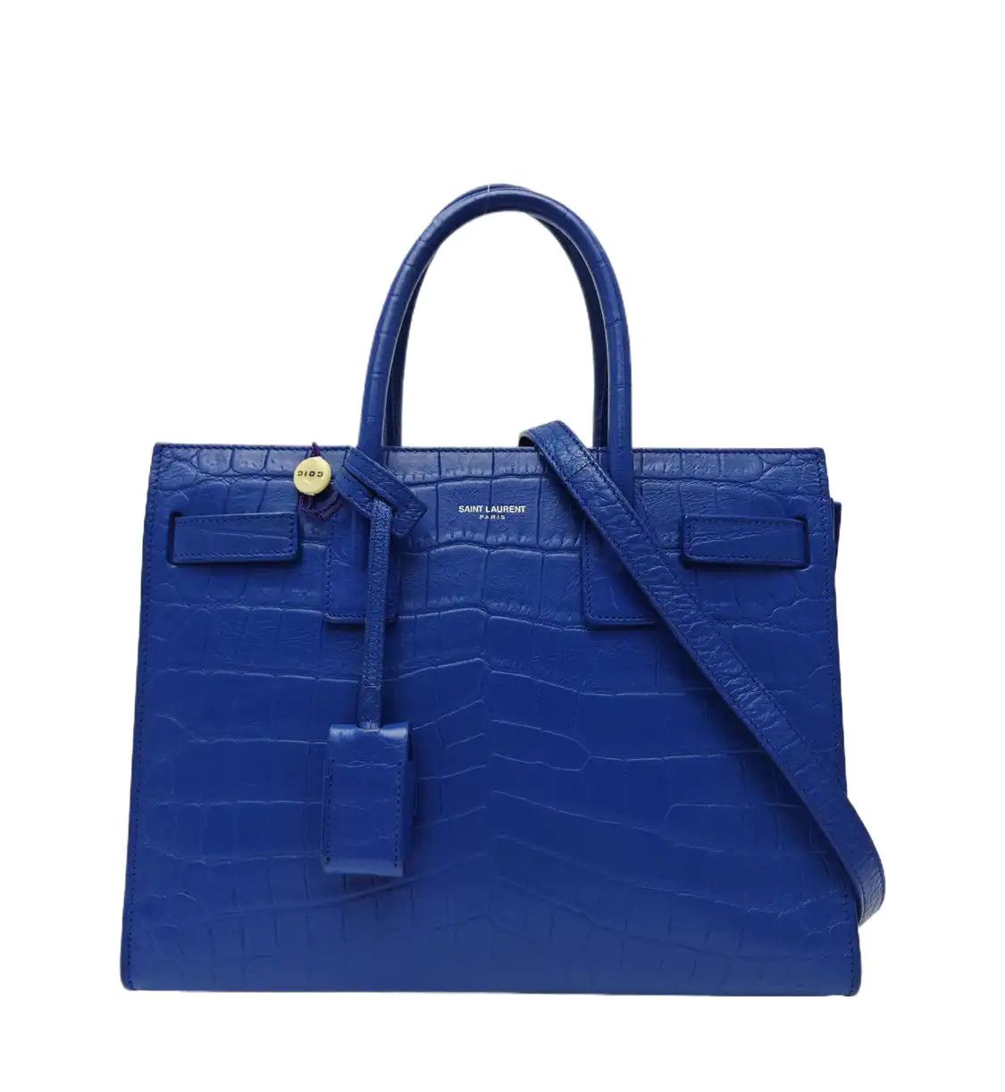 Saint Laurent Paris Saint Laurent Paris YSL SAC DE JOUR blue cowhide leather embossed crocodile shou Size ONE SIZE - 1 Thumbnail