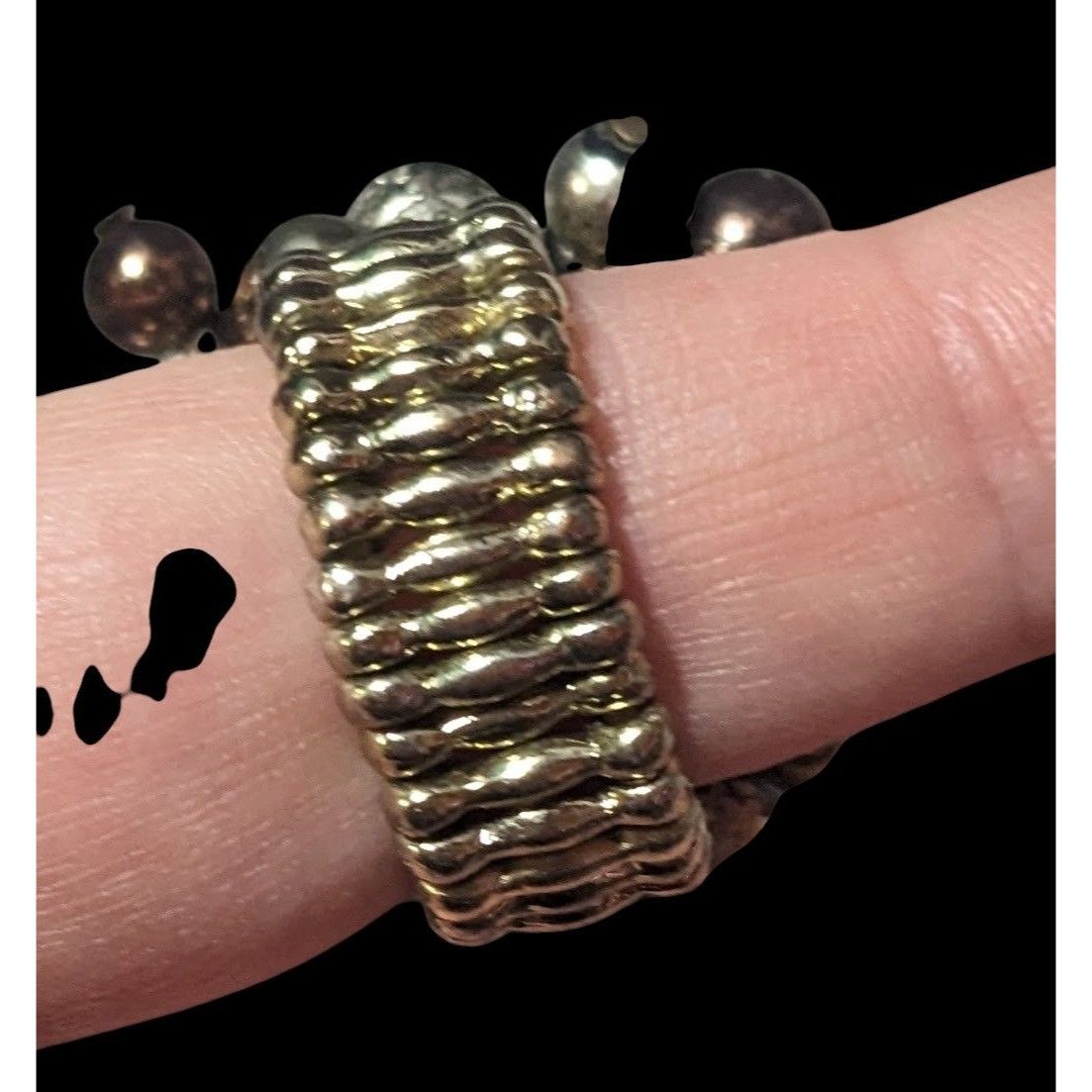 Other Chunky Metallic Beaded Cluster Stretch Ring Size 8 Size ONE SIZE - 7 Thumbnail