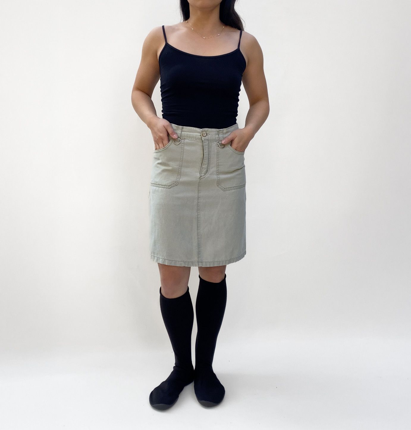 Vintage Khaki Green Utility Skirt - ANGELS Size 28" / US 6 / IT 42 - 3 Thumbnail