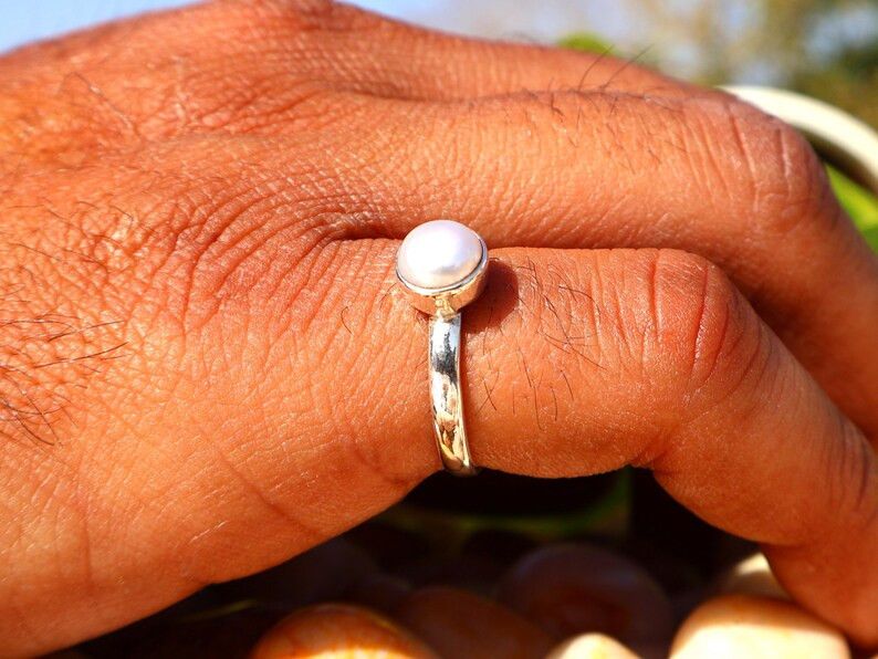 Handmade Freshwater Pearl Ring, 925 Silver Handmade, June Birthstone Size ONE SIZE - 9 Thumbnail