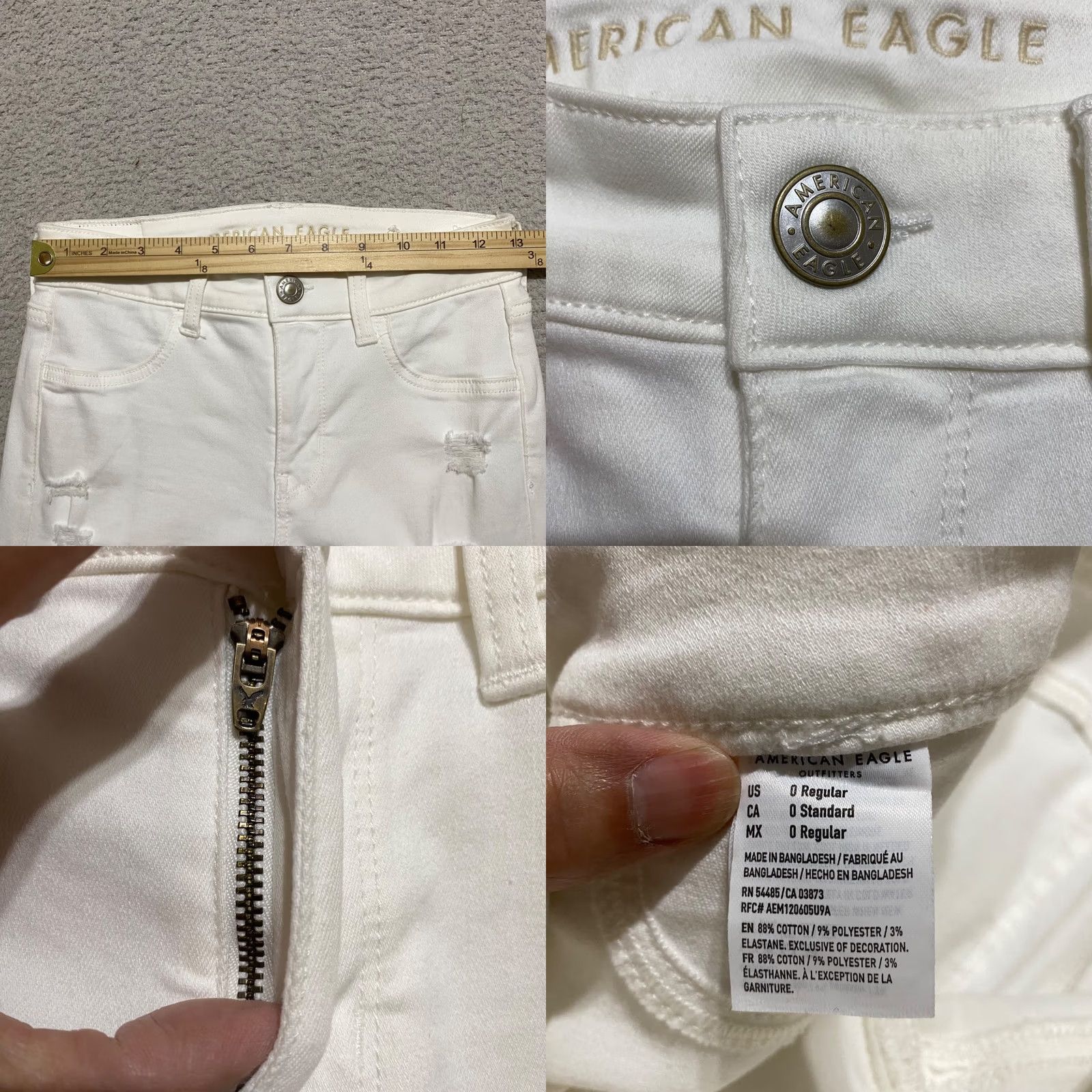 American Eagle Outfitters American Eagle Outfitters Jeans Womens sz 0 White Denim Mid Rise Jegging Distressed Jeans Size 25" / US 0 / IT 36 - 8 Thumbnail