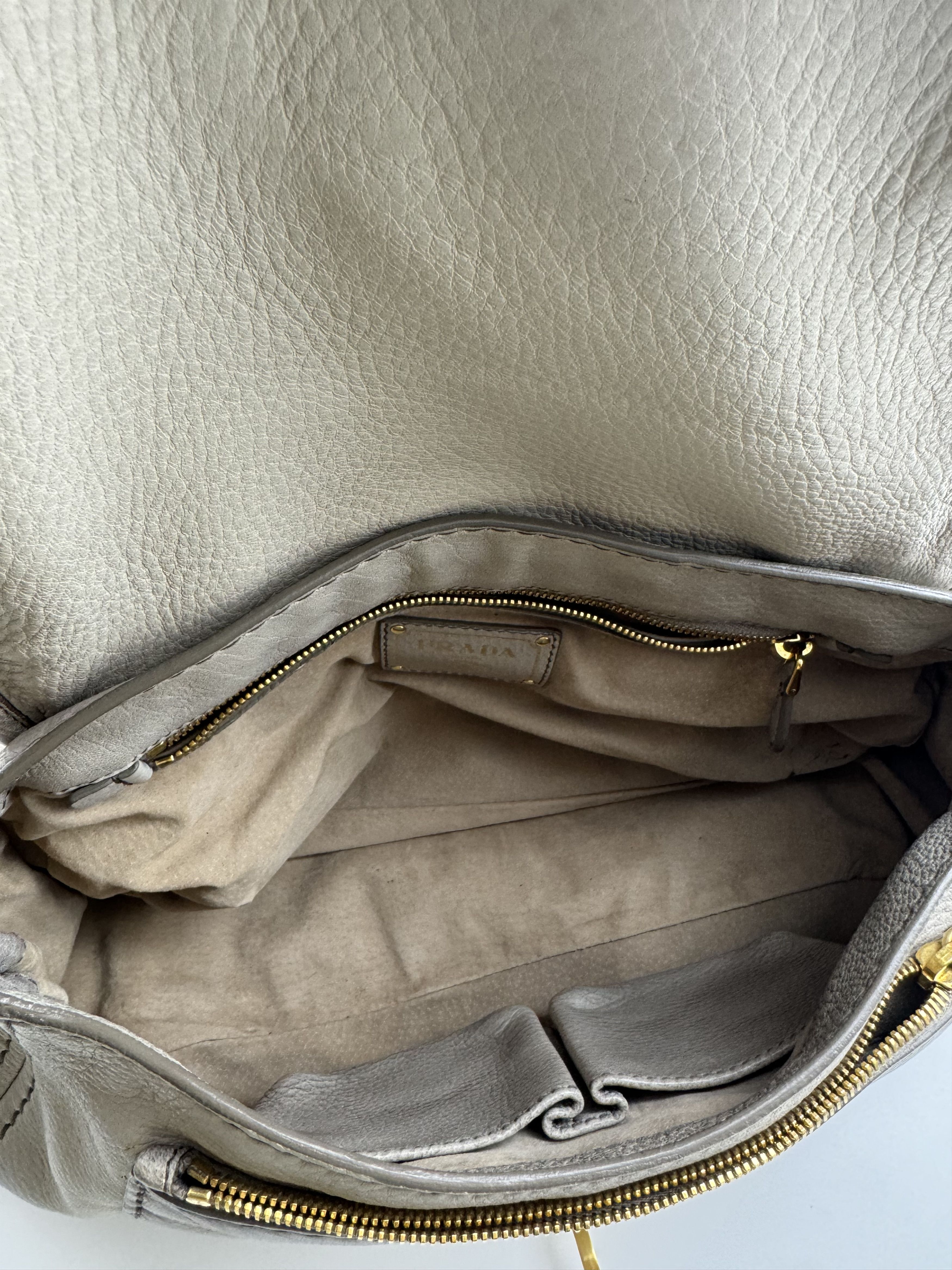 Prada Authentic Prada Cervo Ghiaccio Leather Shoulder Bag Size ONE SIZE - 8 Thumbnail