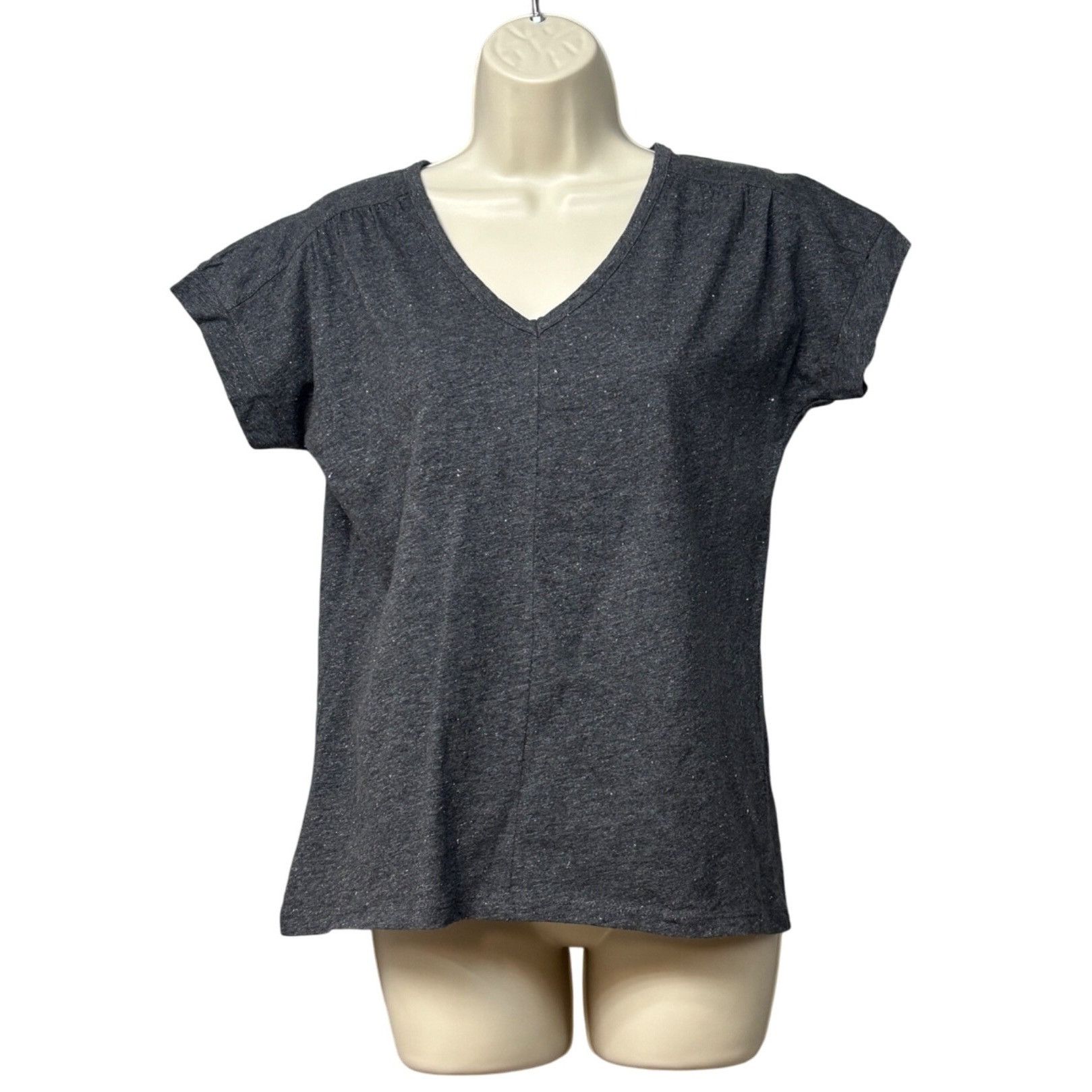 Style & Co Style & Co Petite Heathered Dolman Top, Charcoal Heather, PM Size ONE SIZE - 2 Thumbnail