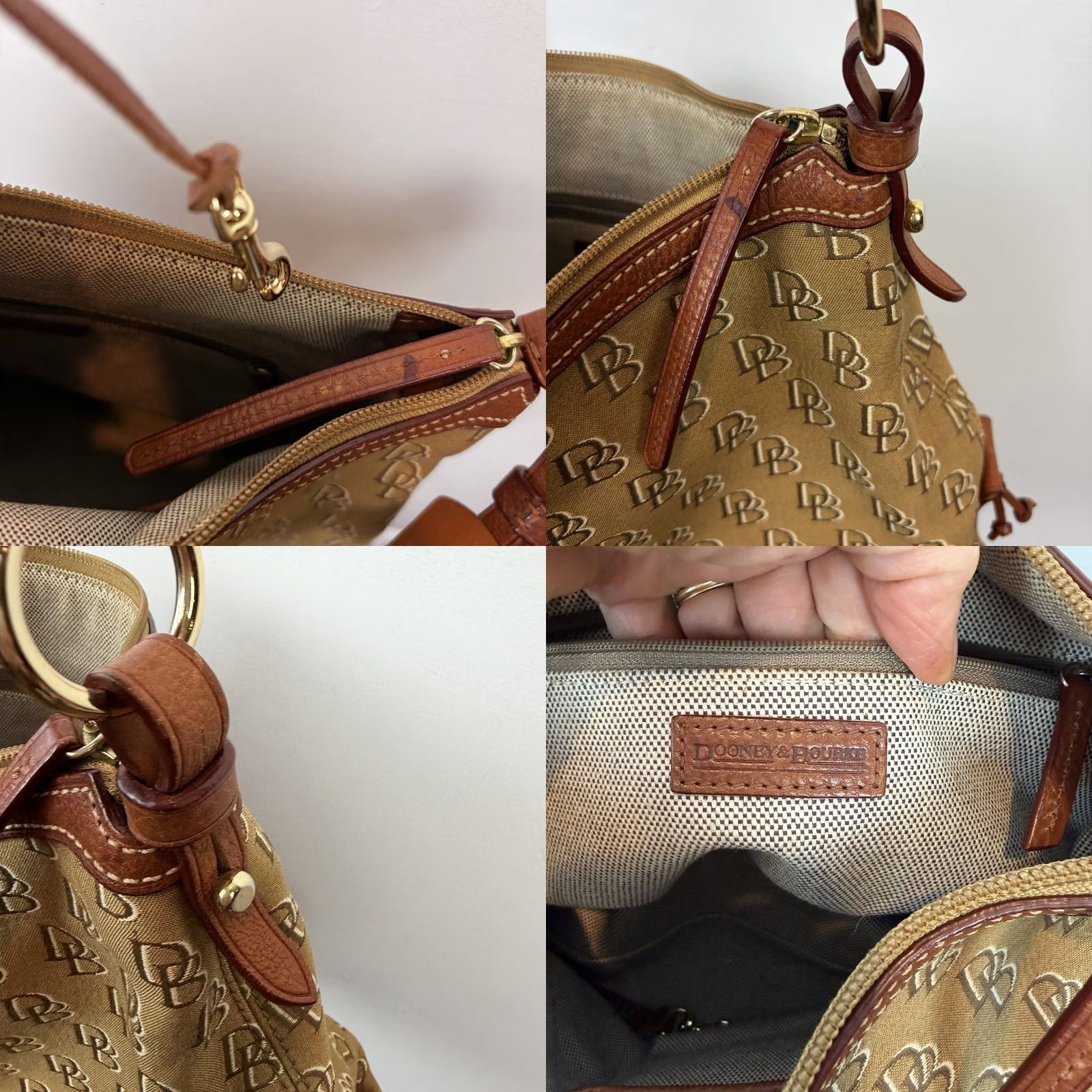 Dooney & Bourke Dooney & Bourke Monogram Hobo Bag Prairie Winds Anniversary Brown Leather Monogram Zipper Bag Women Medium Size ONE SIZE - 10 Thumbnail