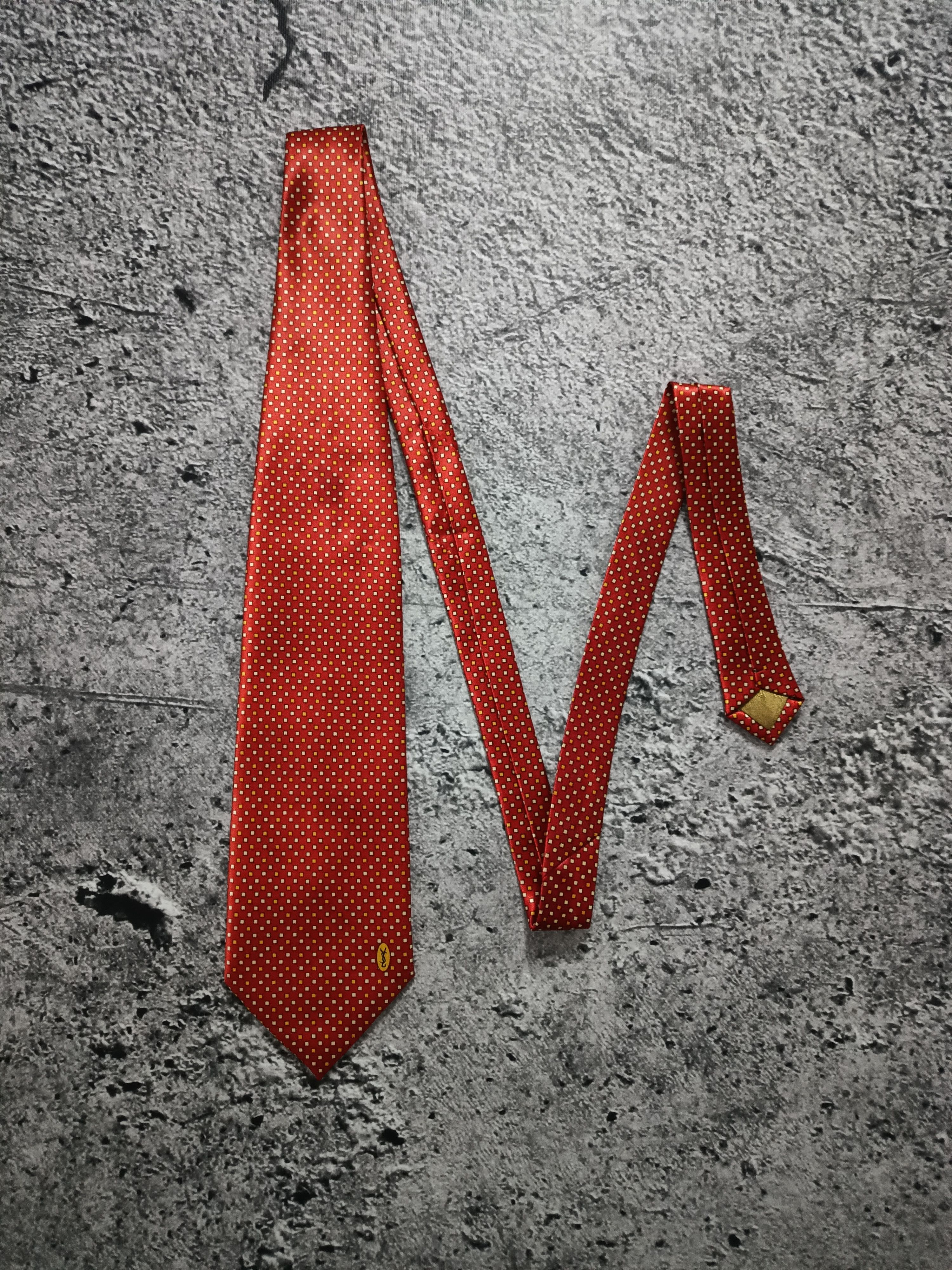 Yves Saint Laurent Yves Saint Laurant YSL Men's Tie Red Silk Necktie Size ONE SIZE - 1 Thumbnail