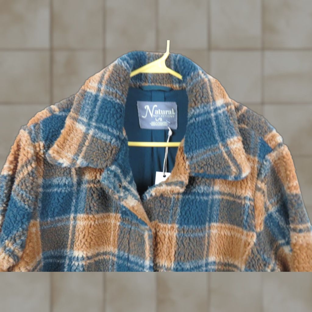 Vintage Natural Reflections flannel jacket shirt Green Orange plaid lined winter women L Size L / US 10 / IT 46 - 1 Thumbnail