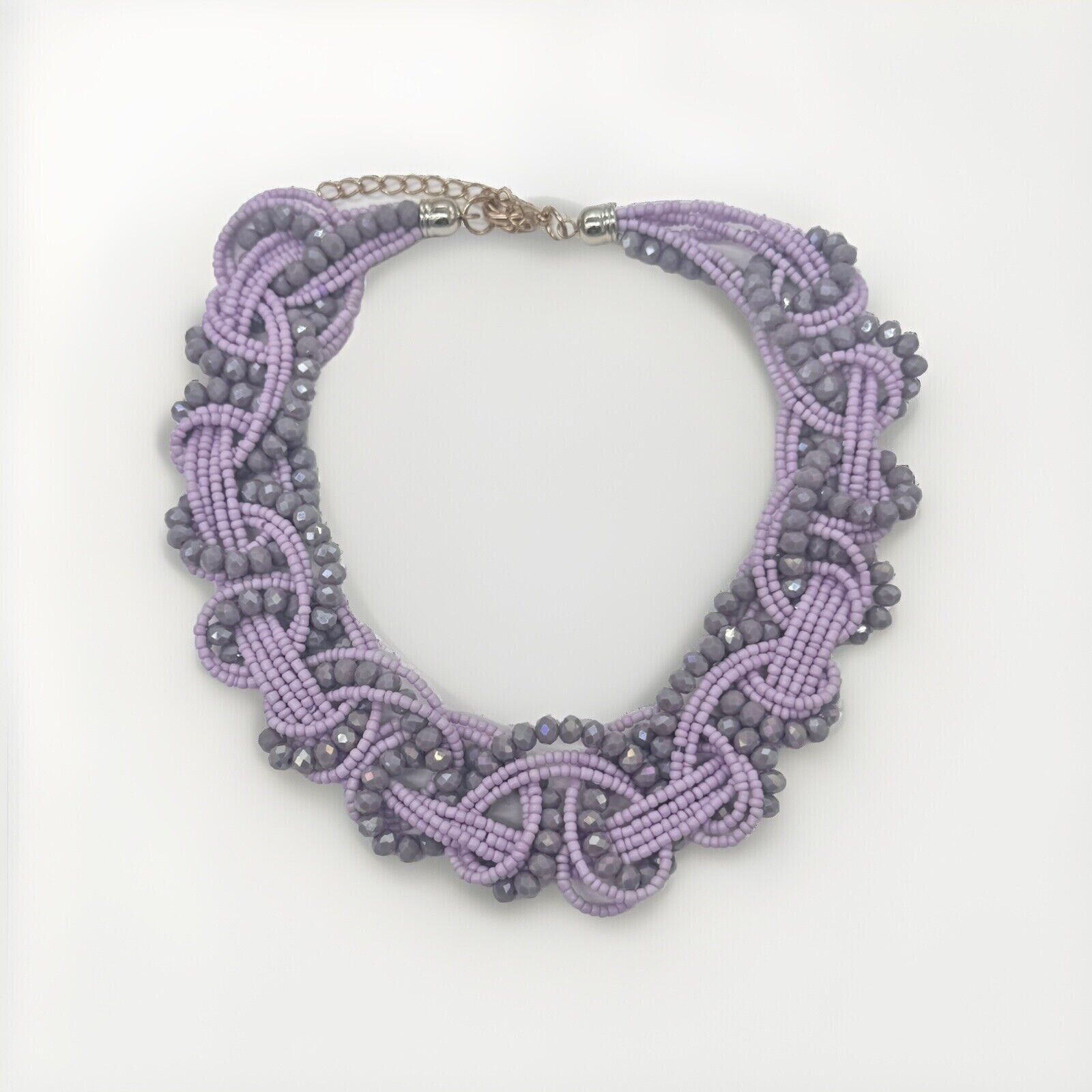 Other VINTAGE GLASS BEADED WOLVEN LAVENDER NECKLACE Size ONE SIZE - 1 Thumbnail