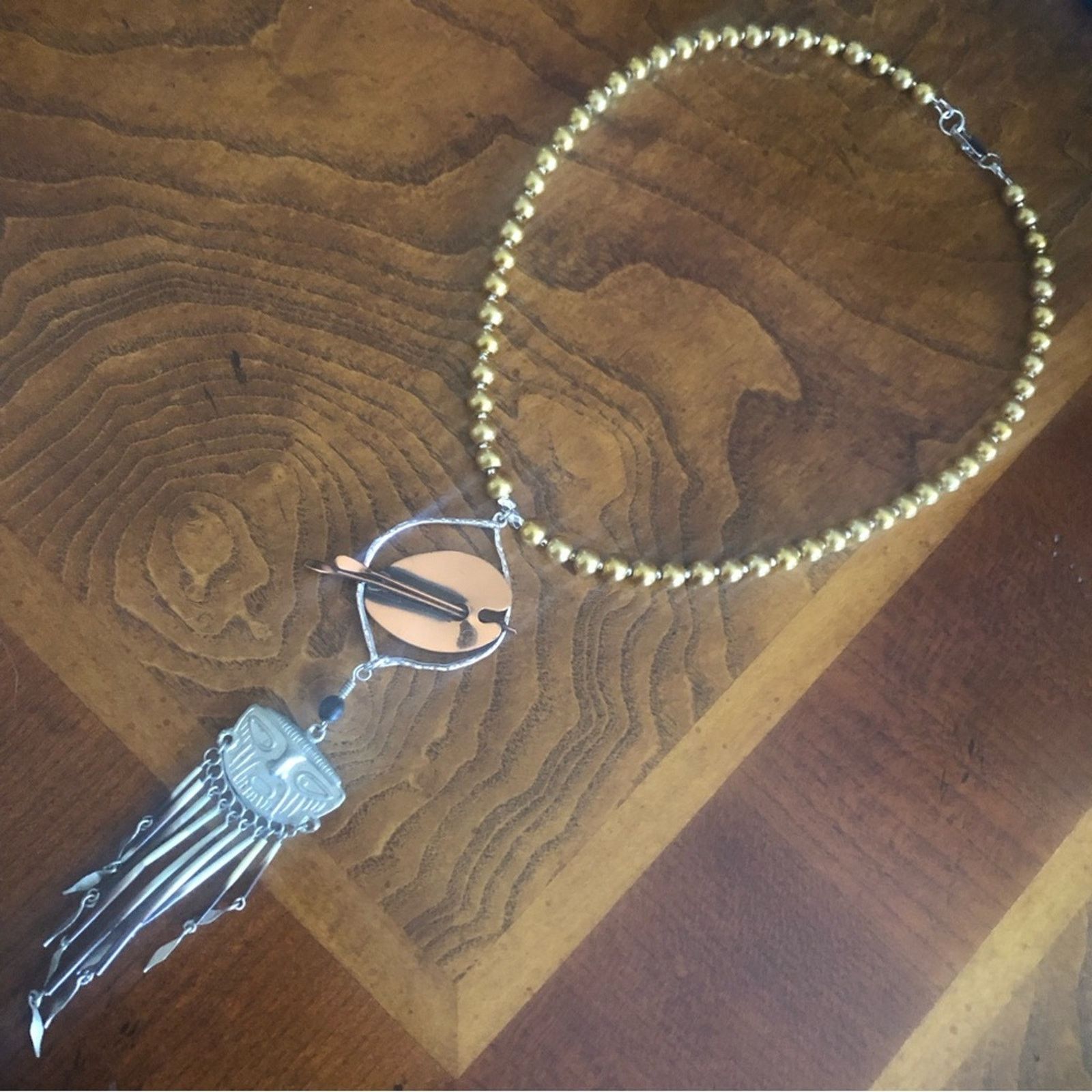 Handmade Handcrafted repurpose Renoir artist pendant Pearl necklac Size ONE SIZE - 11 Thumbnail
