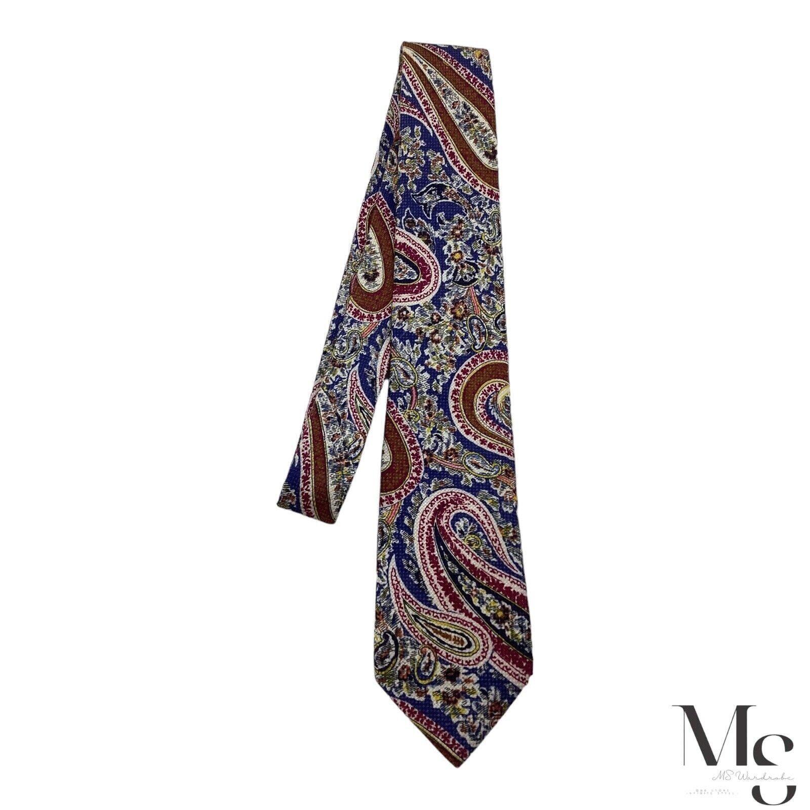 Charles Tyrwhitt CHARLES TYRWHITT XL Blue Paisley Silk Tie Made In Italy W: 3 Size ONE SIZE - 6 Thumbnail