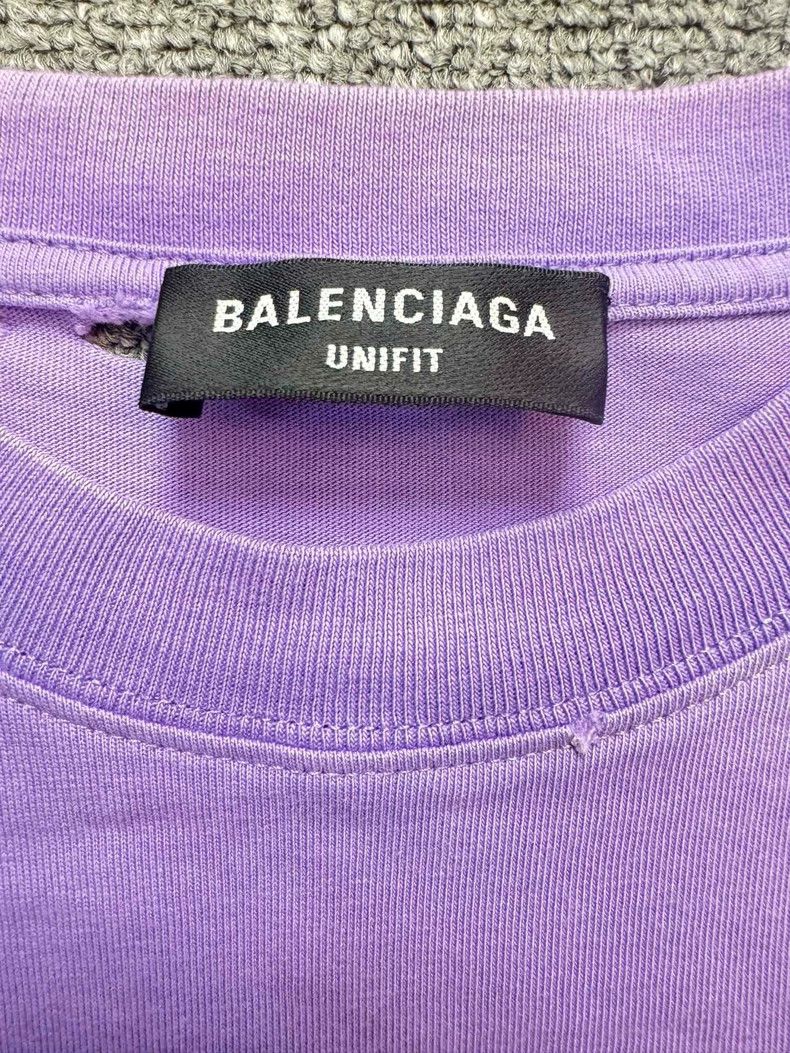 Balenciaga Balenciaga Purple big hole letter logo short sleeve 2502-Ne Size US XXS / EU 40 - 4 Thumbnail
