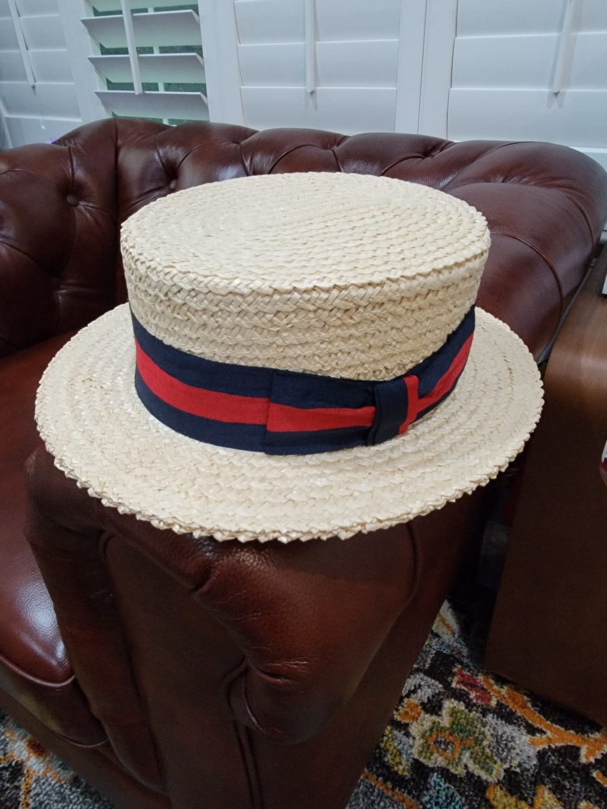 Other Italian Straw Skimmer Hat Size ONE SIZE - 7 Thumbnail