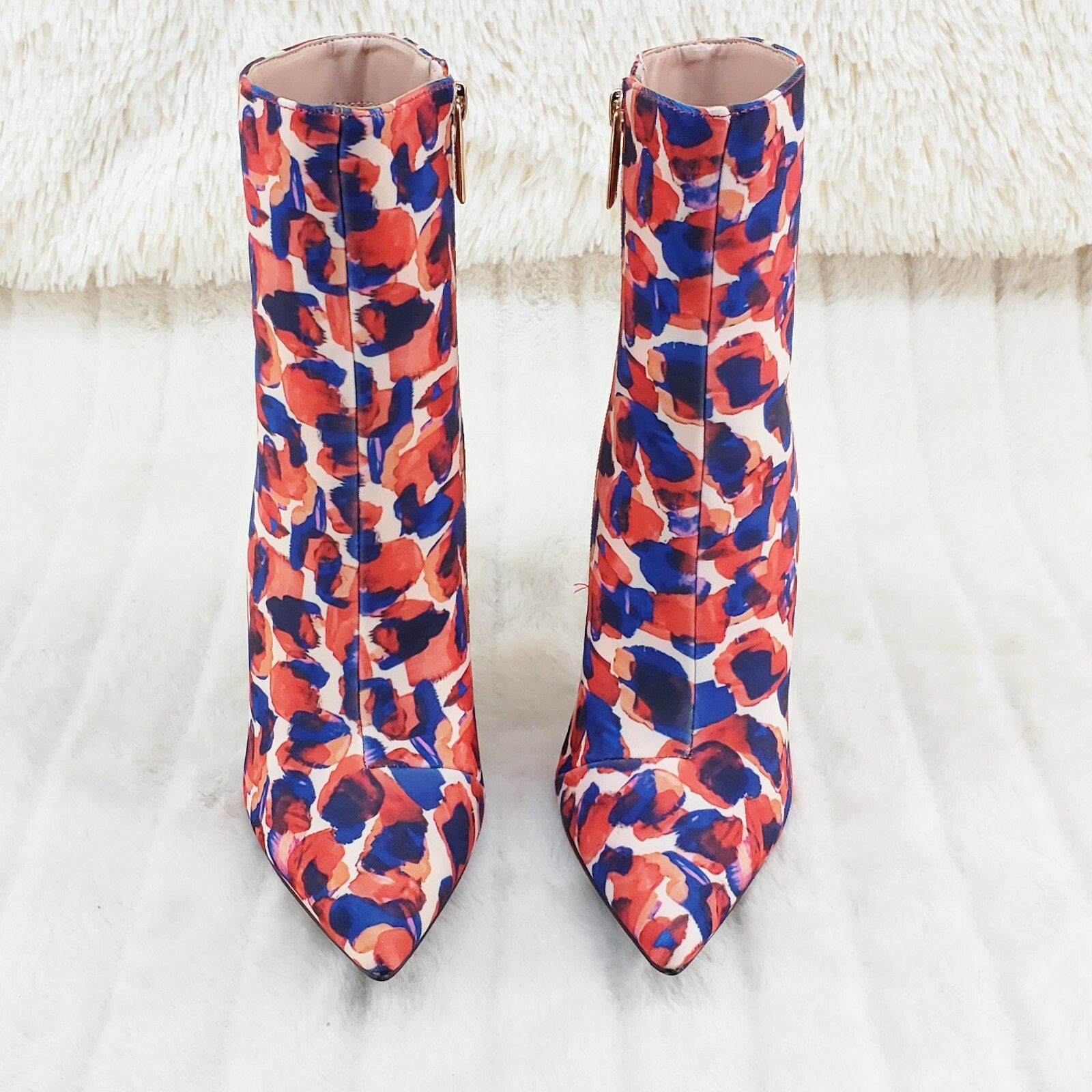 Other 5" Geo Deco High Heel Multi Color Print Pointy Toe Ankle Boo Size US 7 / IT 37 - 7 Thumbnail