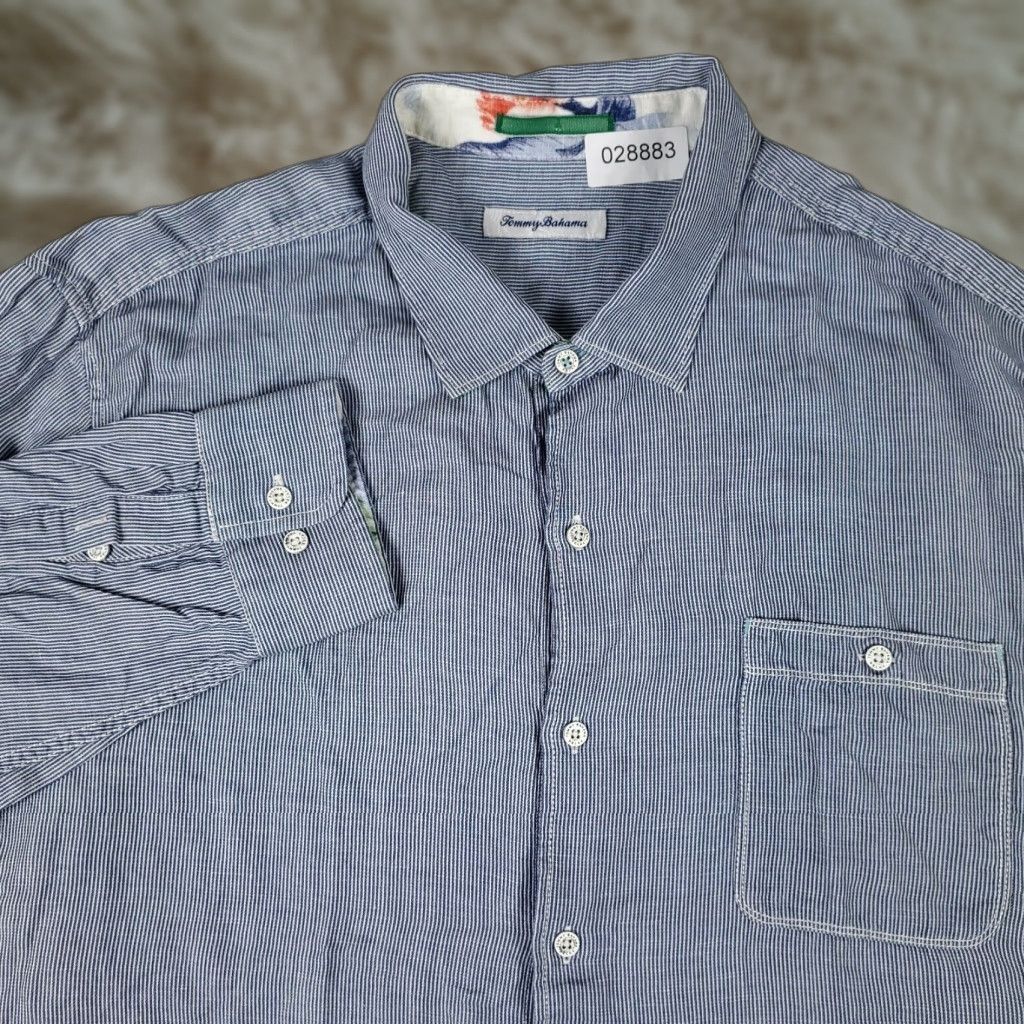 Tommy Bahama Tommy Bahama Shirt Mens 2XL Blue Striped Button-Up Long Sleeve Size US XXL / EU 58 / 5 - 1 Thumbnail