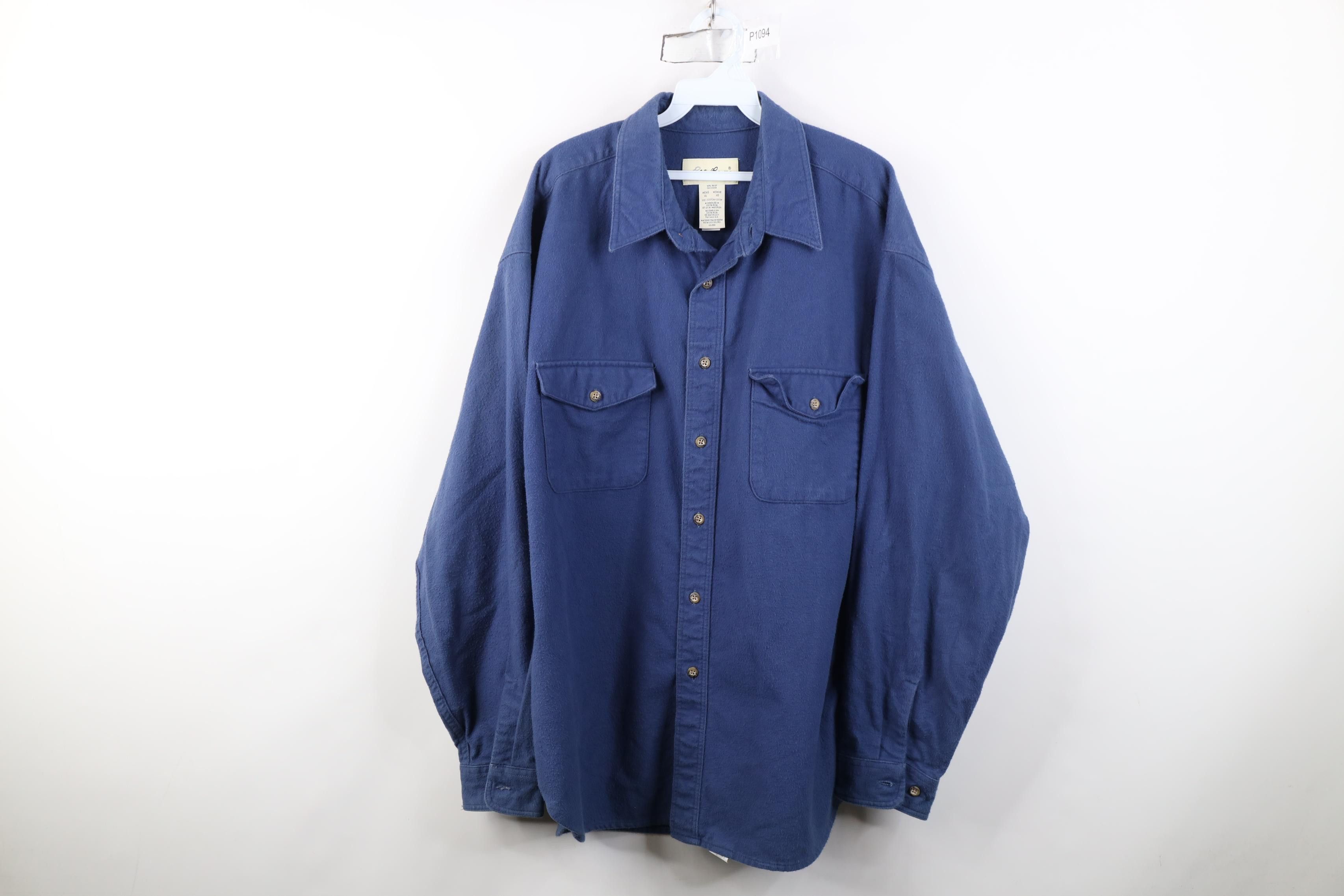 Eddie Bauer Vintage 90s Eddie Bauer Chamois Cloth Button Shirt Blue Size US XL / EU 56 / 4 - 1 Thumbnail