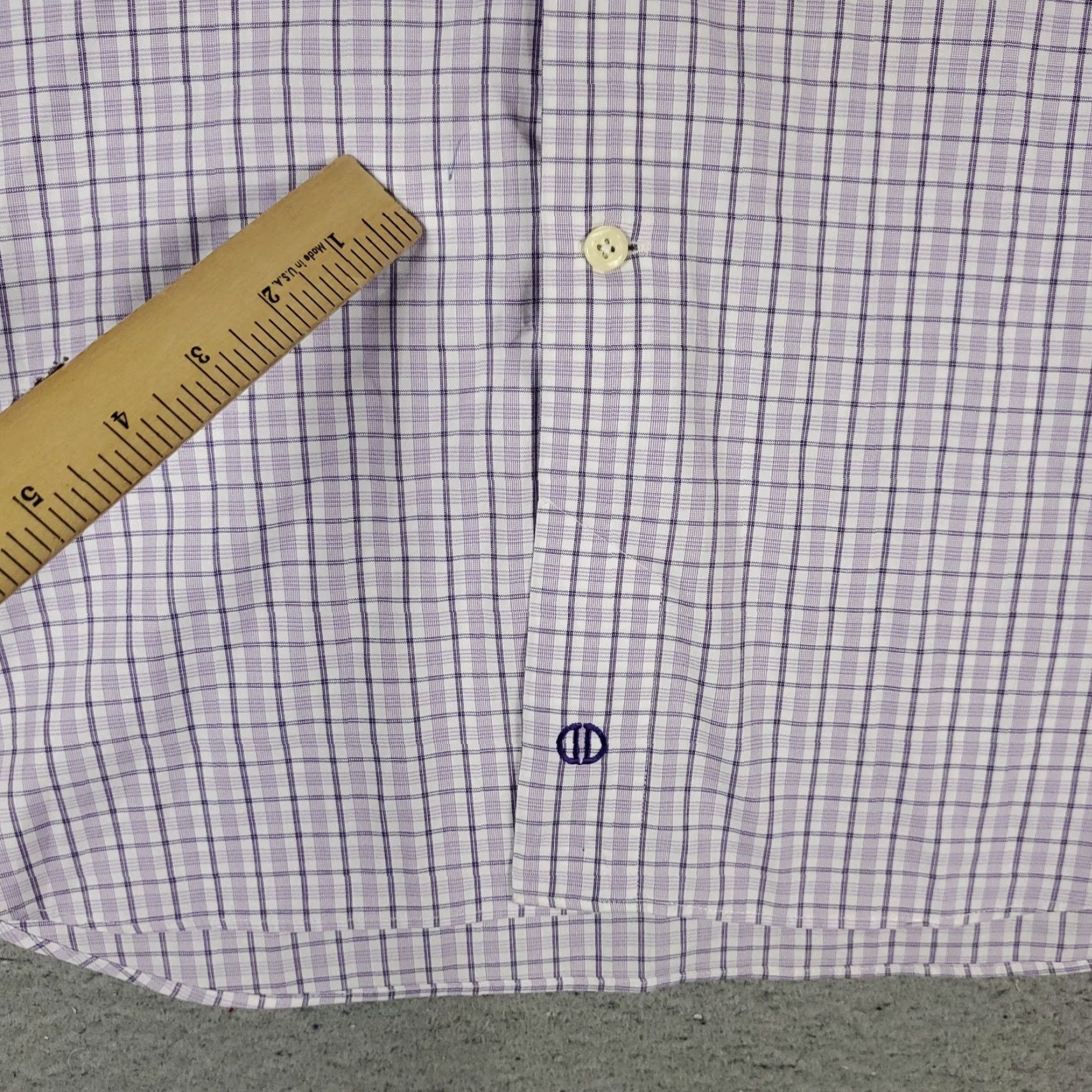 David Donahue David Donahue Shirt Mens 16.5 Purple Plaid Dress Button Up Long Sleeve Shirt Size 46R - 3 Thumbnail