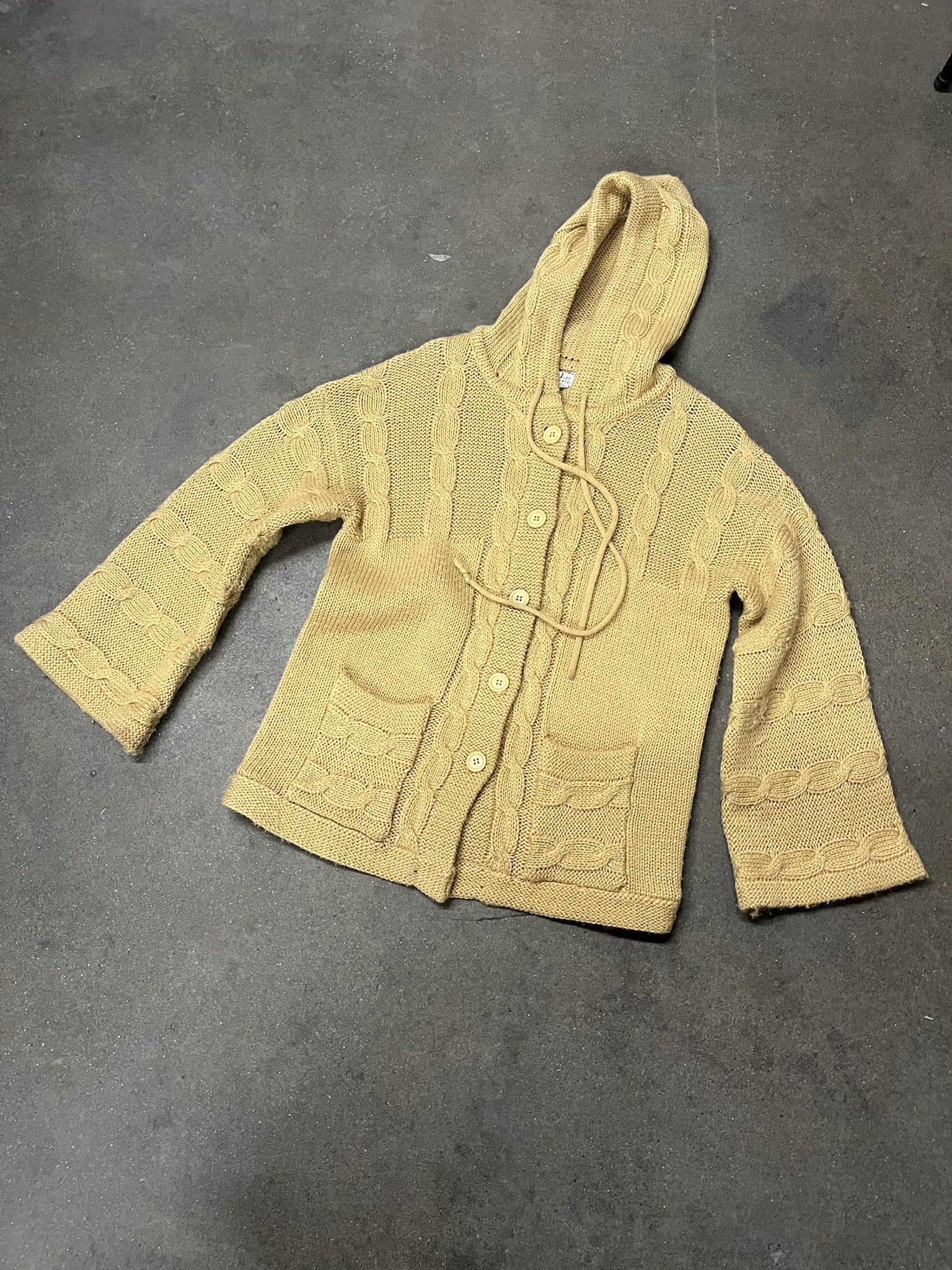 Carhartt × Vintage Vintage 1980s Cableknit Hooded Cardigan Sweater Size 40 Size US S / EU 44-46 / 1 - 1 Thumbnail
