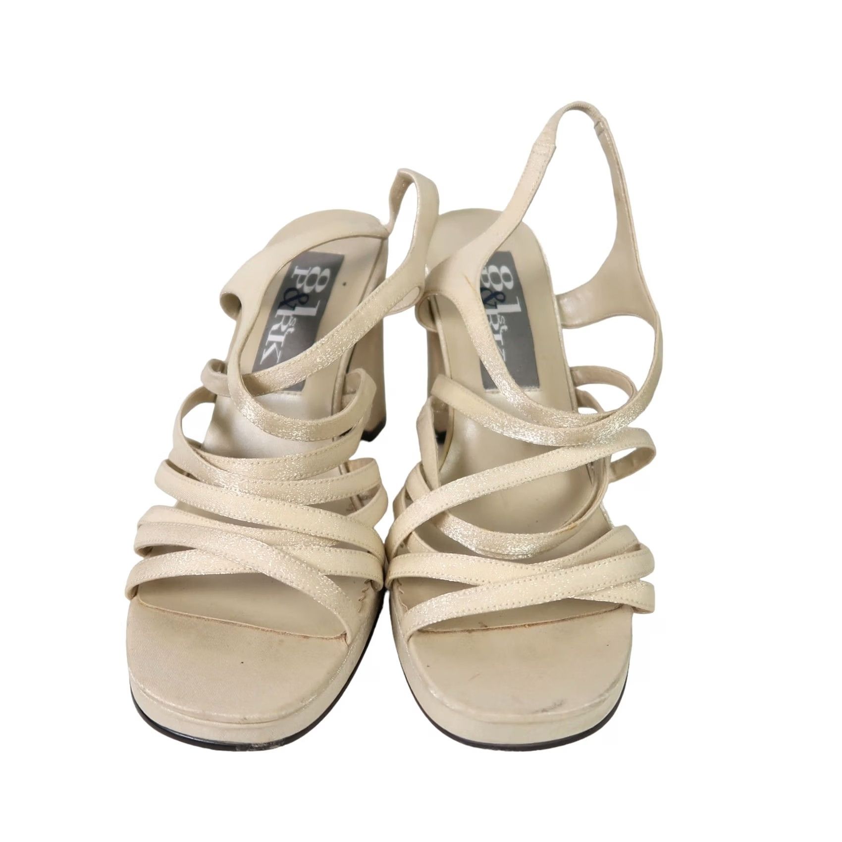 Vintage VINTAGE 90s 81 & Park champagne gold sparkly strappy platform heels 8.5 Size M / US 6-8 / IT 42-44 - 2 Thumbnail