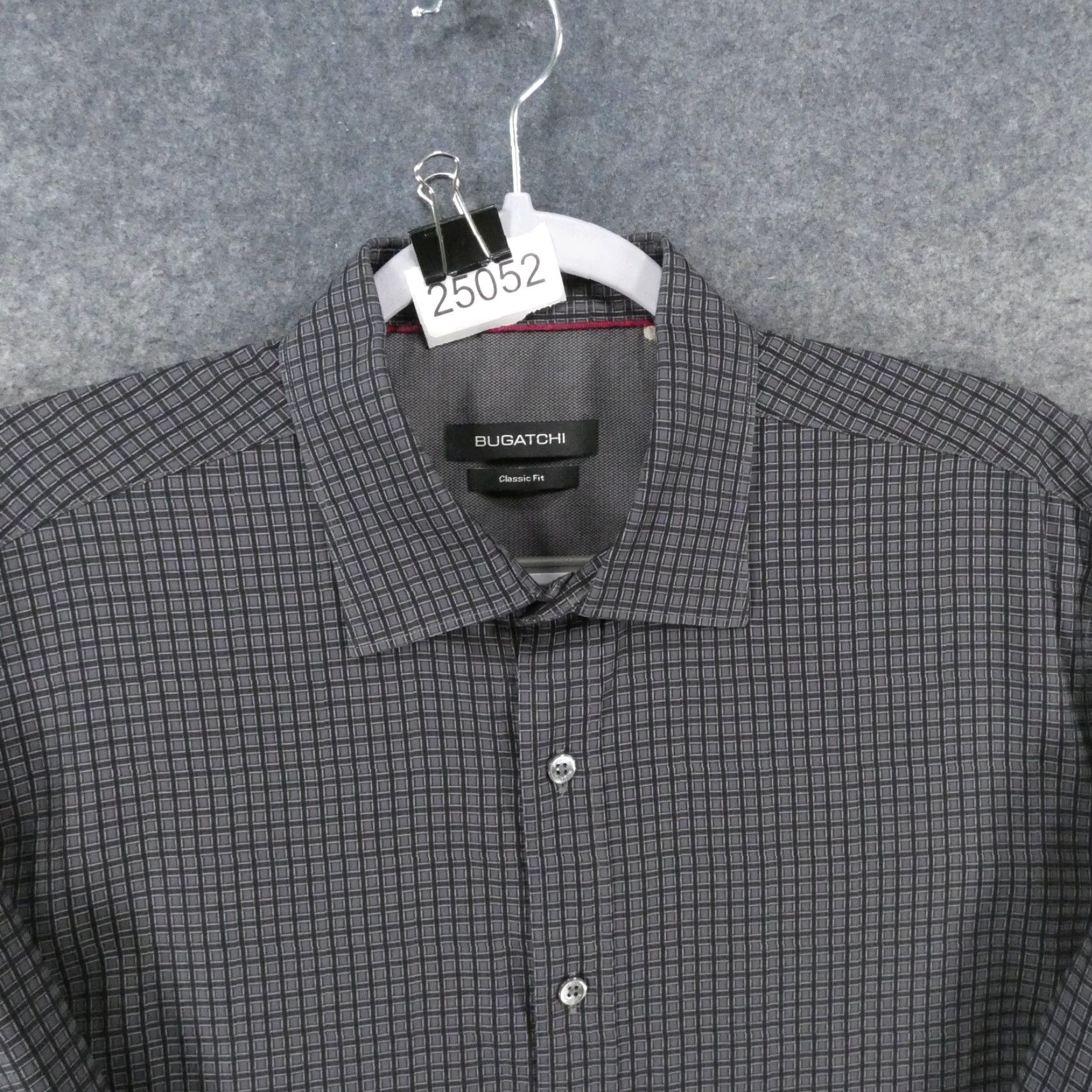 BUGATCHI Bugatchi Shirt Mens Large Classic Fit Long Sleeve Button Up Gray Plaid Size US L / EU 52-54 / 3 - 2 Thumbnail