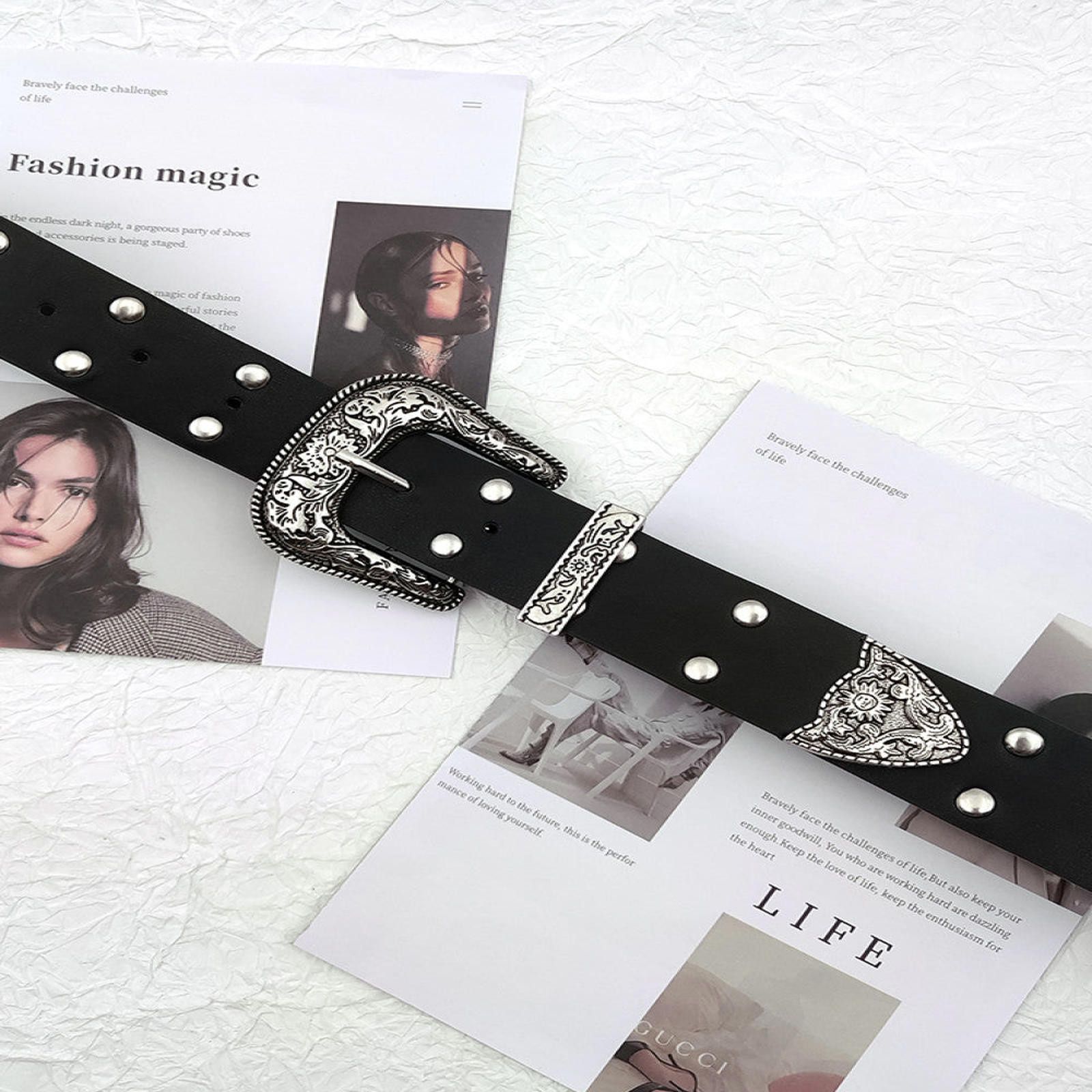 Other Black Studded Belt with Silver Buckle Size ONE SIZE - 4 Thumbnail