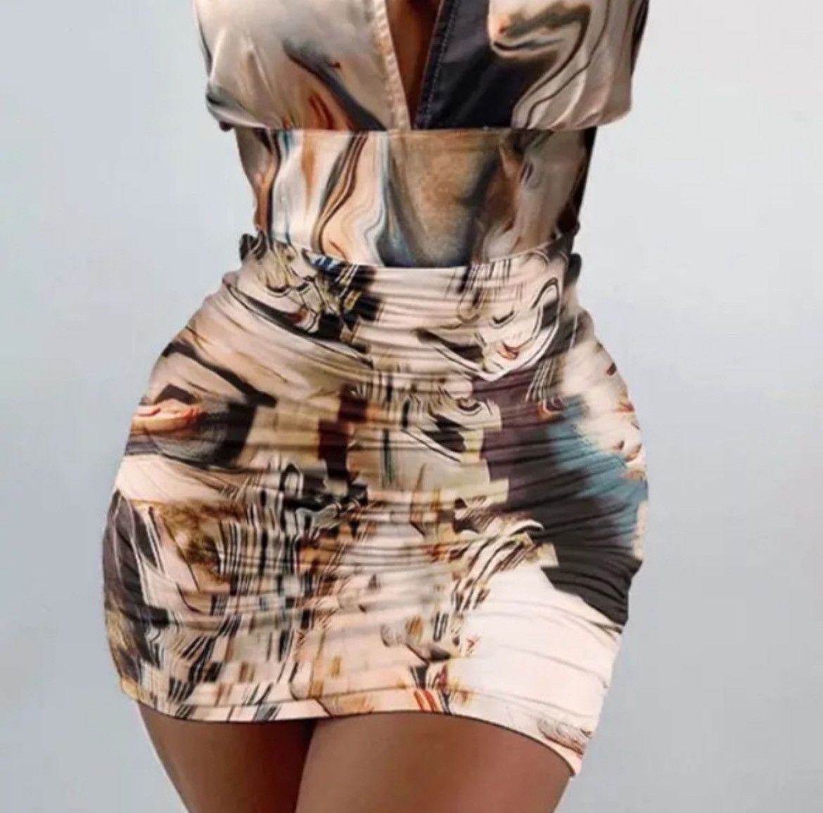 Designer × Other NWT , Lavishly Paris Marble Ruched Designer Dress Size S / US 4 / IT 40 - 6 Thumbnail