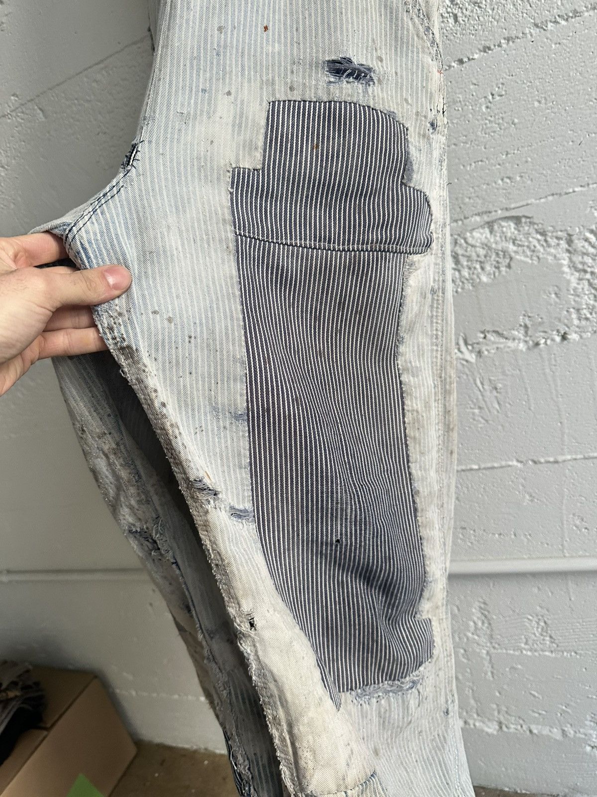 Original Montgomery × Vintage True Vintage Overalls 1940’s~50’s Thrashed and Patched Size US 29 - 5 Thumbnail