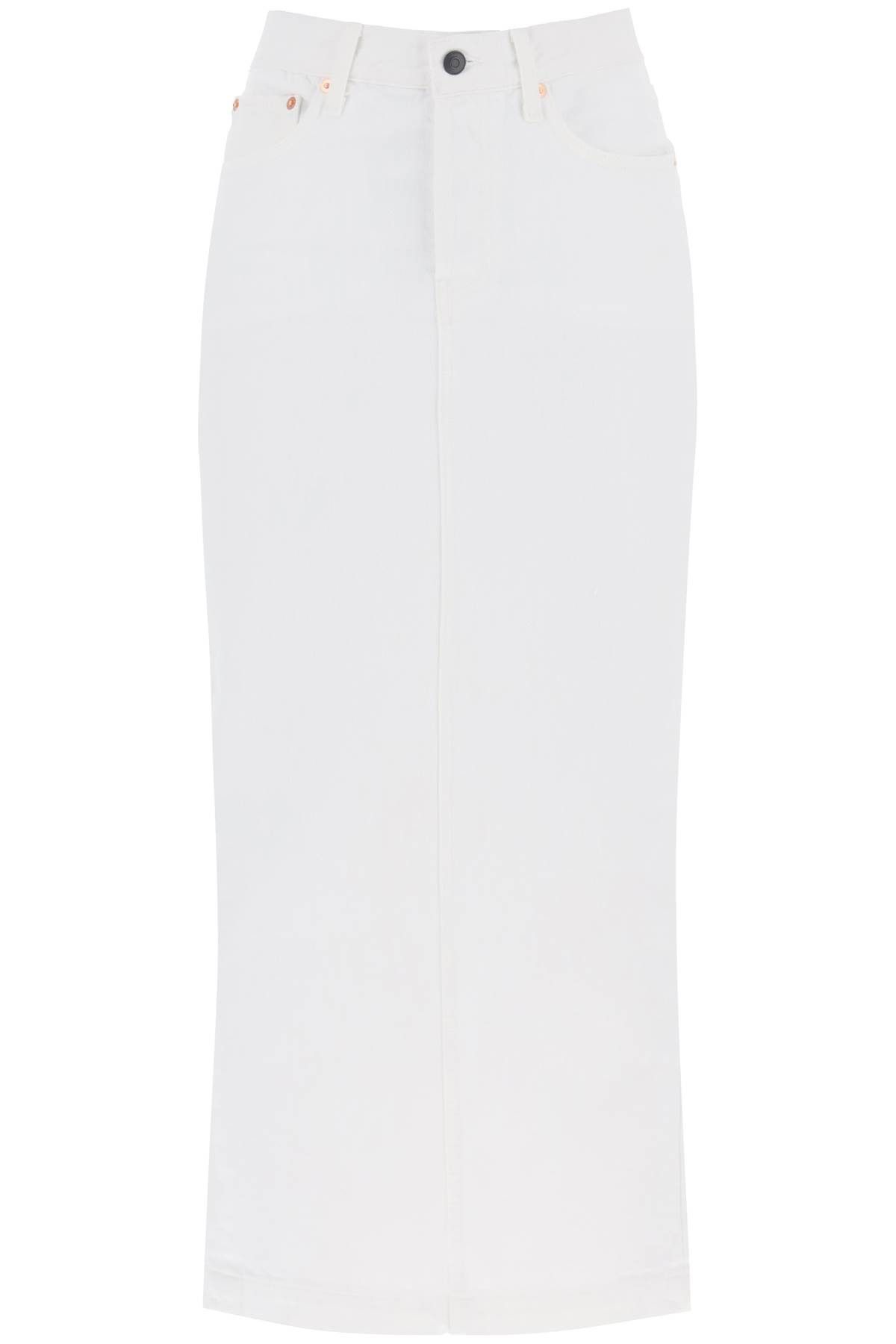image of Wardrobe NYC Wardrobe.nyc Denim Column Skirt With A Slim in White, Women's (Size 26)