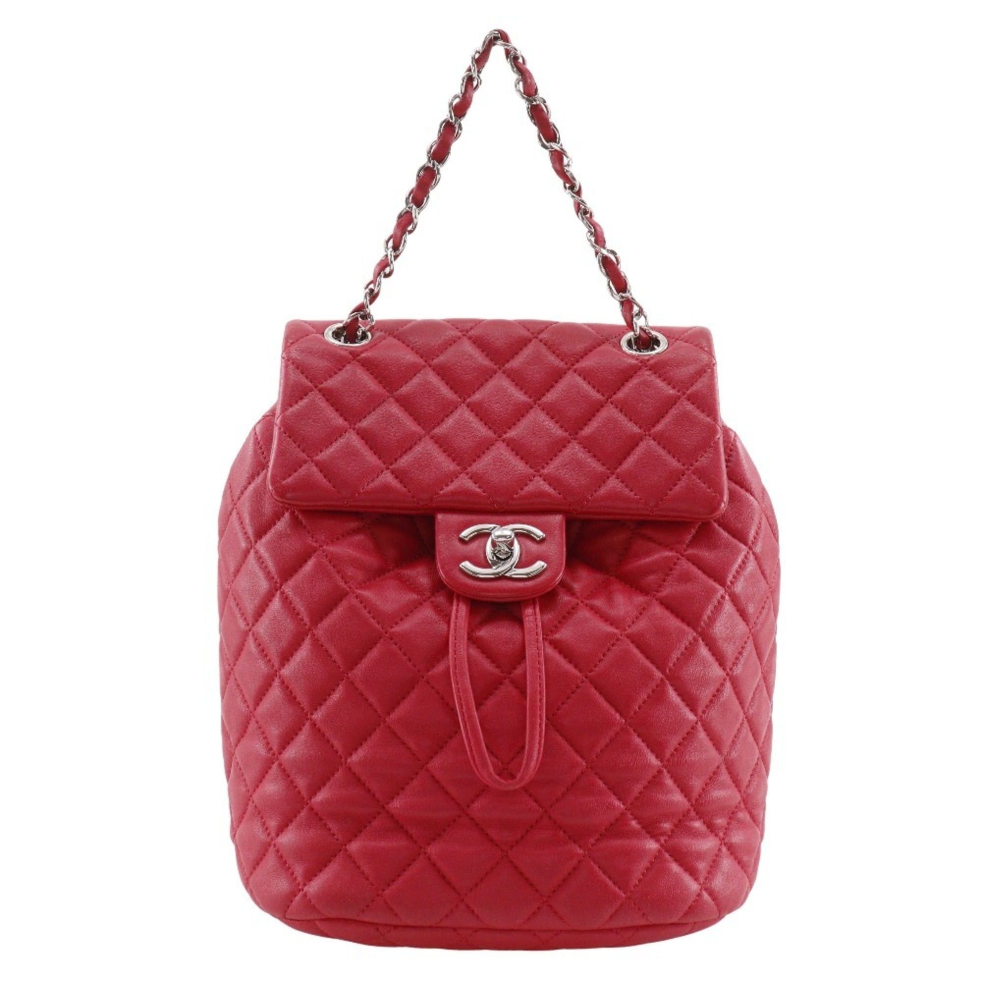 Chanel CHANEL Matelasse Backpack/Daypack, Lambskin, Red, 2-Way, A5, Turn Lock, Women's Size ONE SIZE - 1 Thumbnail