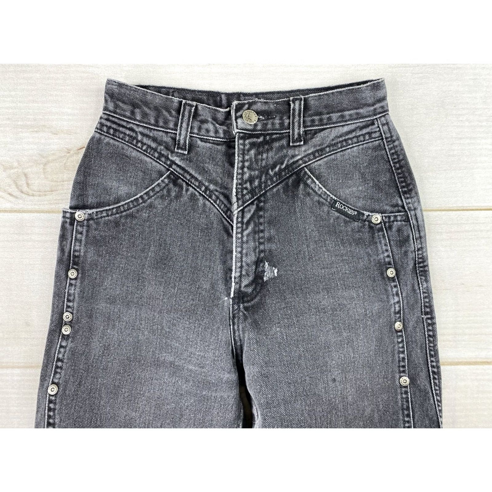 Vintage VINTAGE Rockies Jeans 26 High Rise Button Placket 90s Black Denim Women Jeans Size 26" / US 2 / IT 38 - 2 Thumbnail