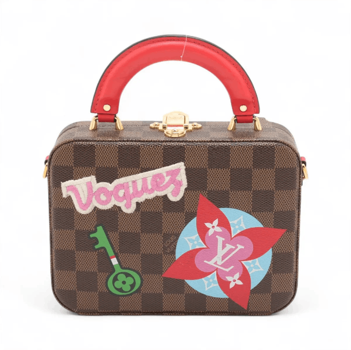 Louis Vuitton Damier Ebene LV Stories Box Patches Bag Brown x Red Size ONE SIZE - 2 Thumbnail