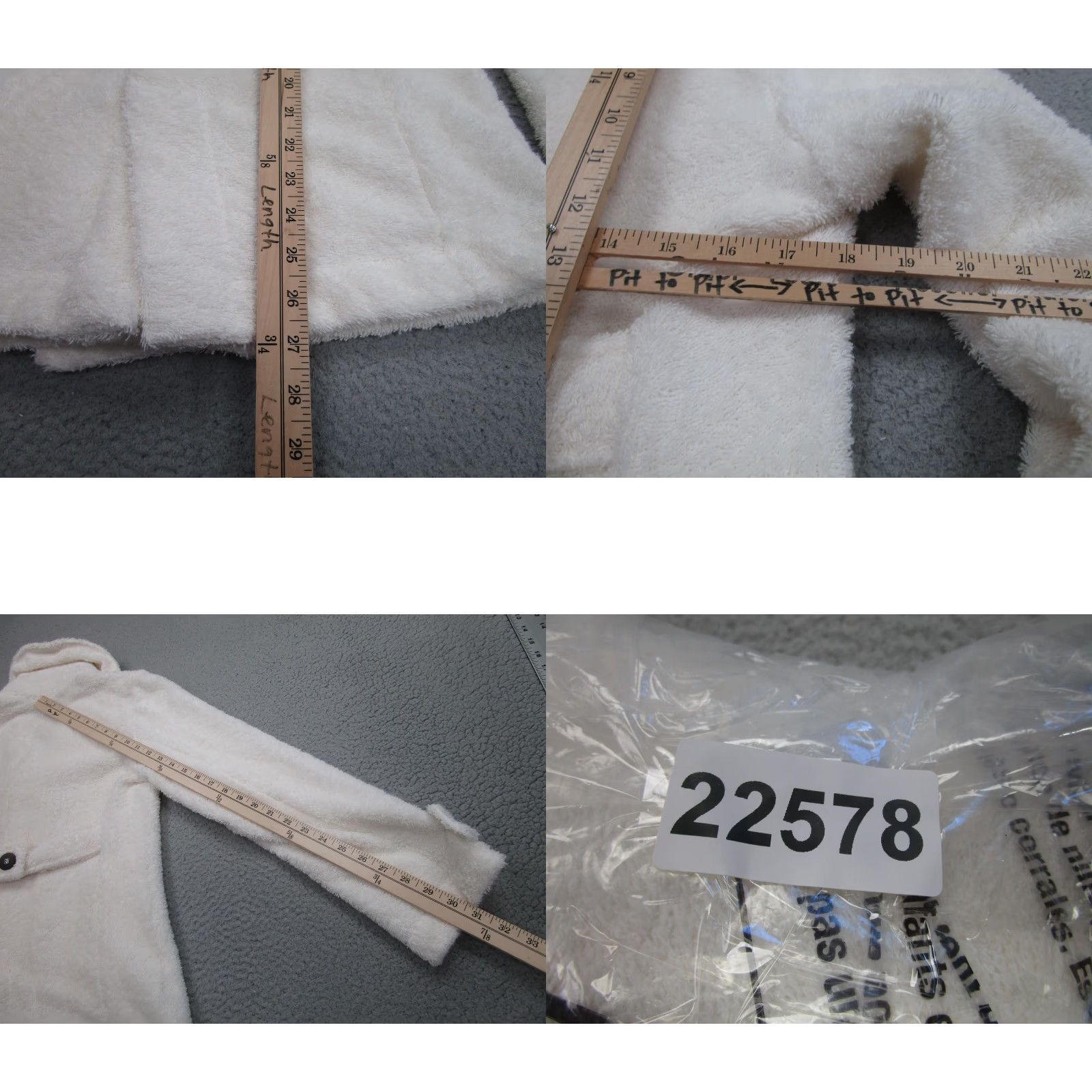 Doublet Simone Fan Coat Womens S/M White Soft Terry Pea Coat Double Breasted Button USA Size S / US 4 / IT 40 - 8 Thumbnail