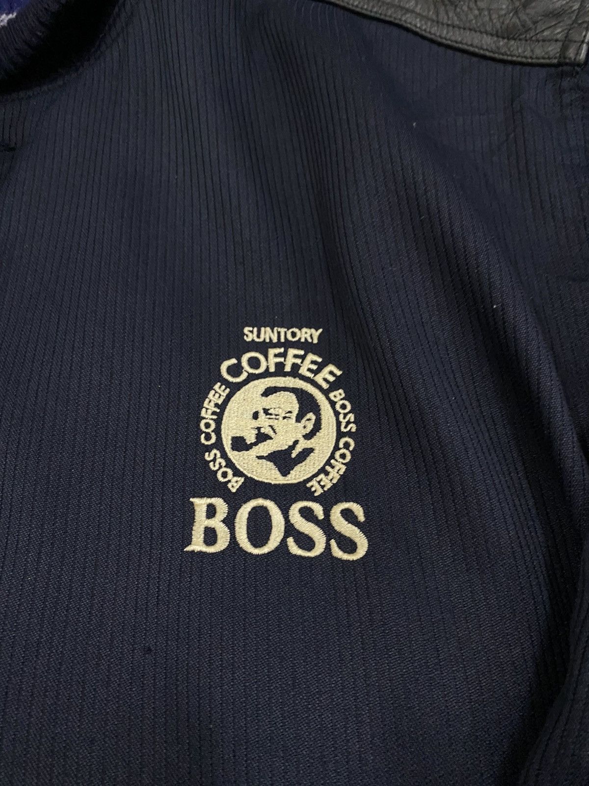 Japanese Brand Vtg Suntory Boss Coffee Bomber Jacket Leather Elbow Patches Size US L / EU 52-54 / 3 - 9 Thumbnail