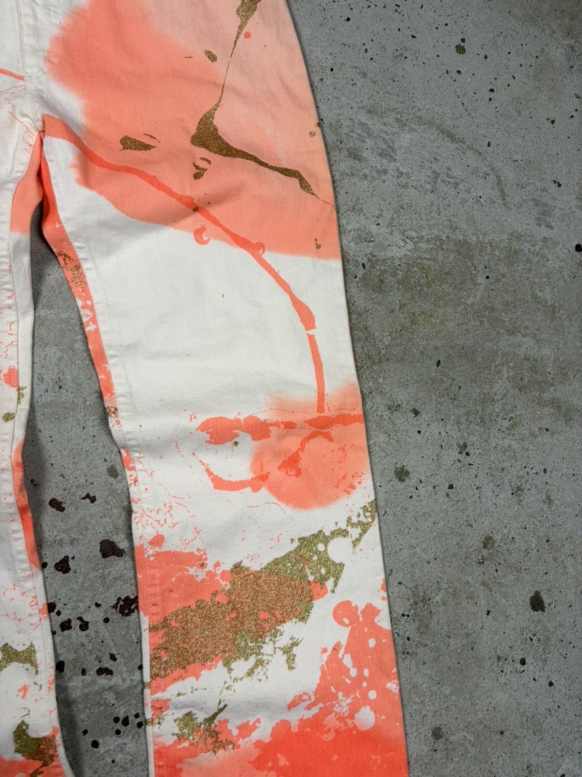 Roberto Cavalli SS 2001 Roberto Cavalli Gold Splash Painter Bootcut Pants Size 32" / US 10 / IT 46 - 7 Thumbnail