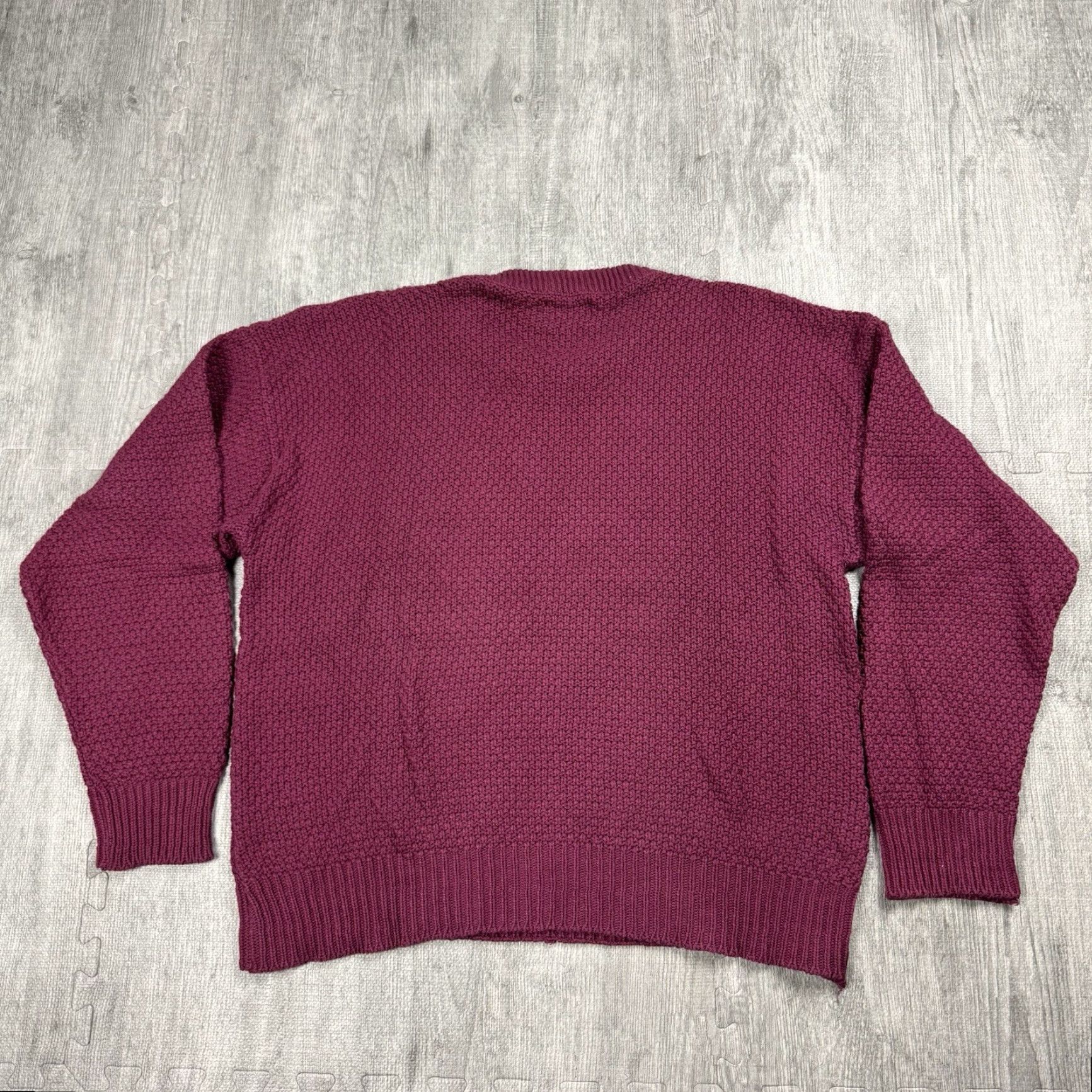 Vintage VINTAGE John Weitz Men's Crew Neck Sweater 80s Cable Knit Fall Winter Red Cotton Classic Size US L / EU 52-54 / 3 - 4 Thumbnail