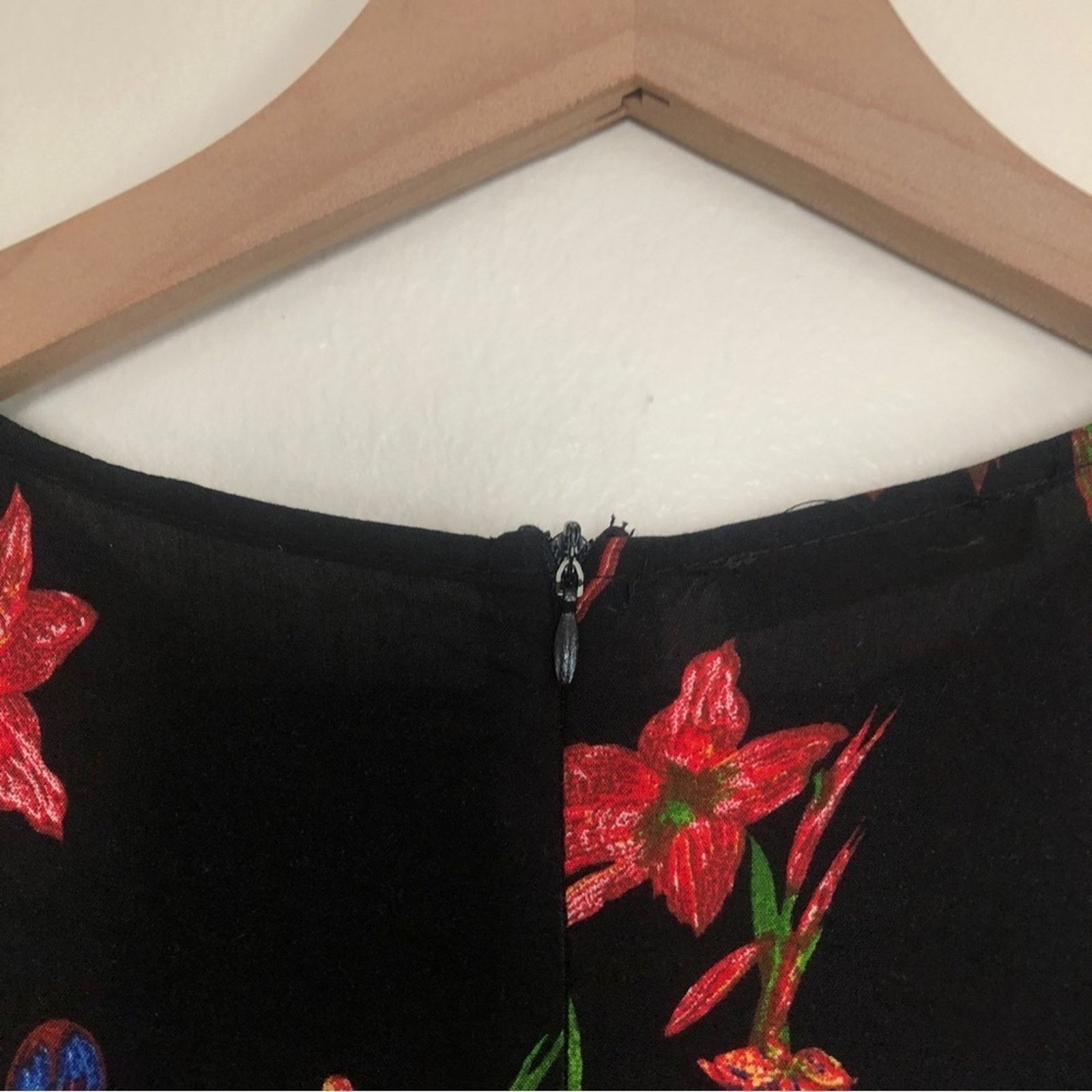 Other Se'Miu Black Floral Tier Bell Sleeves Round Neck Mini Dress Size M / US 6-8 / IT 42-44 - 6 Thumbnail