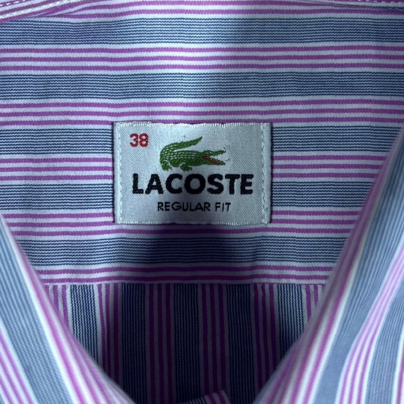 Lacoste Lacoste Regular Fit Pink White Navy Striped Short Sleeve Button-Up Shirt 38 S Mens Shirt Size US S / EU 44-46 / 1 - 5 Thumbnail