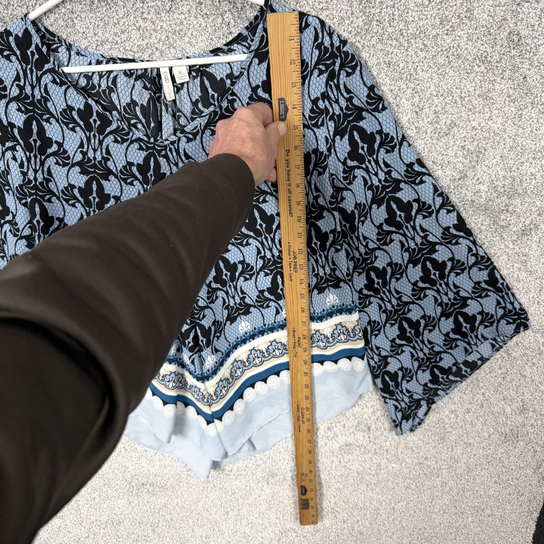 Vintage Cato Blouse Shirt Kimono 3/4 Sleeve XL Blue Floral V-Neck Lightweight Boho Casual Pullover Womens Size XL / US 12-14 / IT 48-50 - 2 Thumbnail