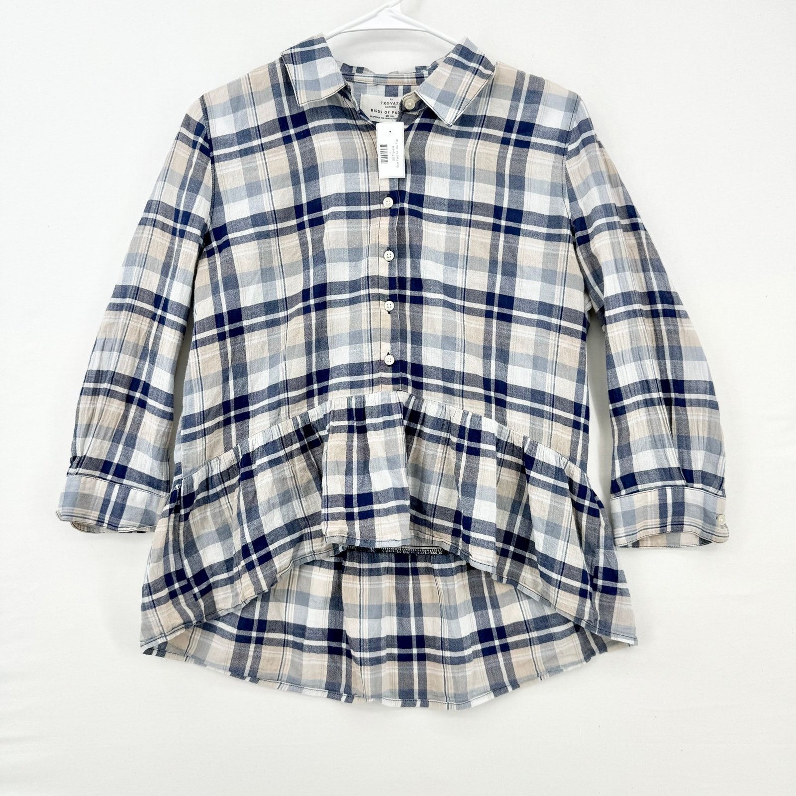 Trovata Trovata Birds Of Paradise Peplum Plaid Blouse Size XS 3/4 Size XS / US 0-2 / IT 36-38 - 1 Thumbnail