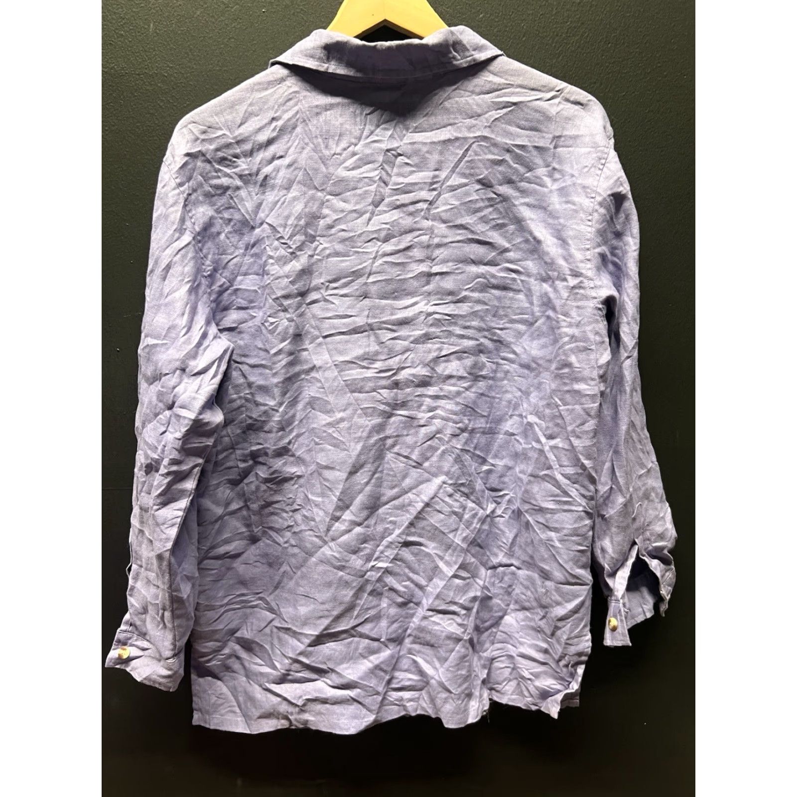 Vintage Real Comfort Shirt Womens L 100% Linen Button Up Long Sleeve Tunic Blue Size L / US 10 / IT 46 - 3 Thumbnail