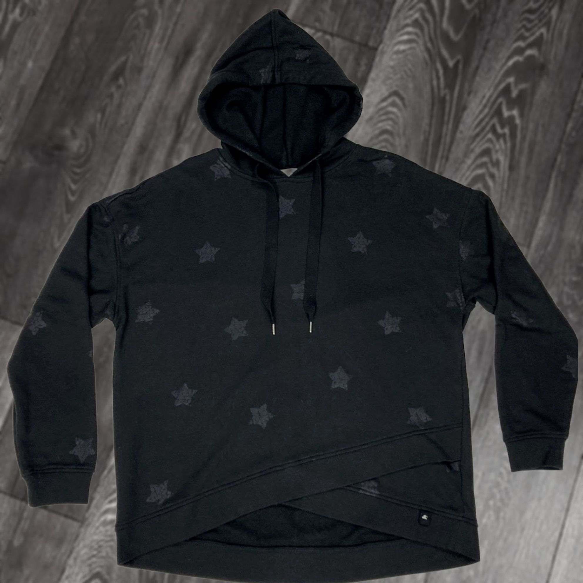 Vintage Seven7 Pullover Hoodie Women Large Black Star All Over Print Size L / US 10 / IT 46 - 1 Thumbnail