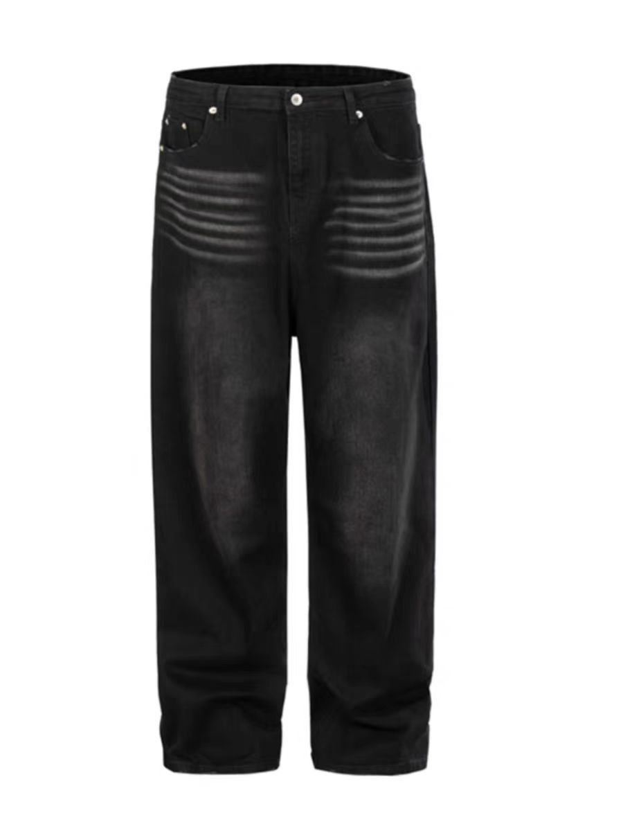 Japanese Brand × Jean High Street Whisker Style Washed Casual Baggy Jeans Size US 33 - 5 Thumbnail