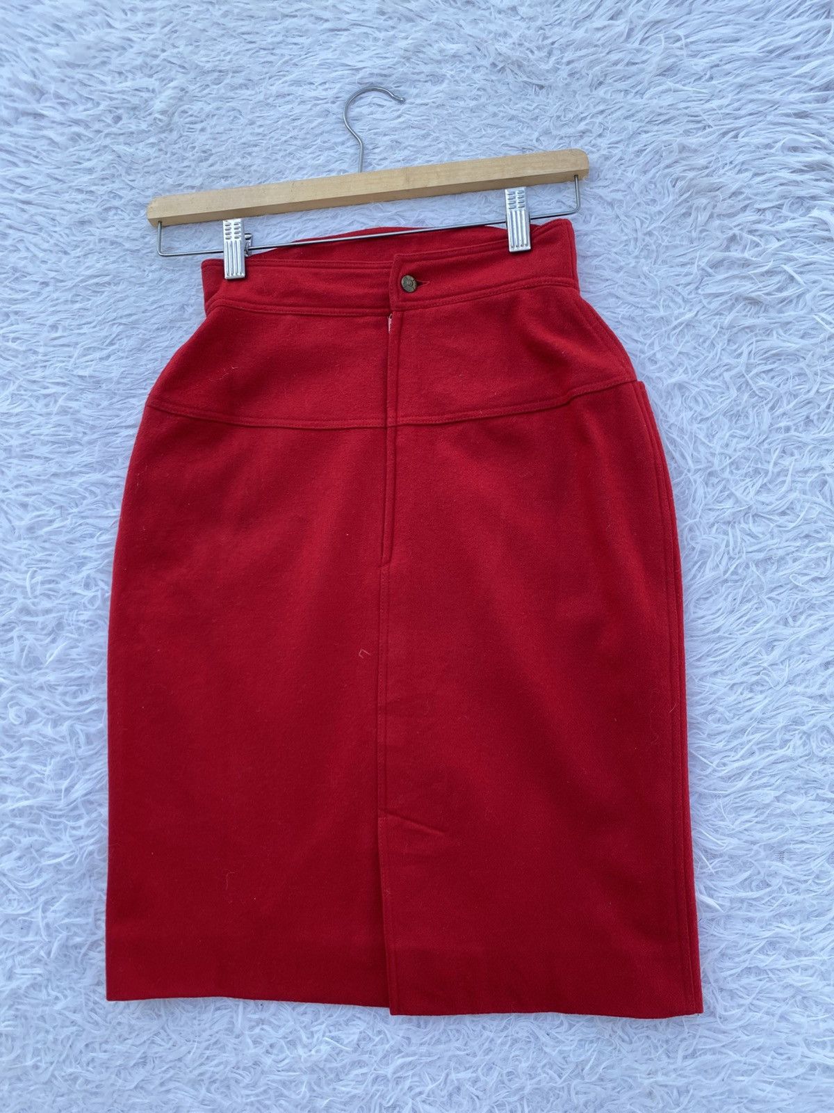 Fendi Rare Vintage 70s FENDI Red Wool Skirt Size 23" - 3 Thumbnail
