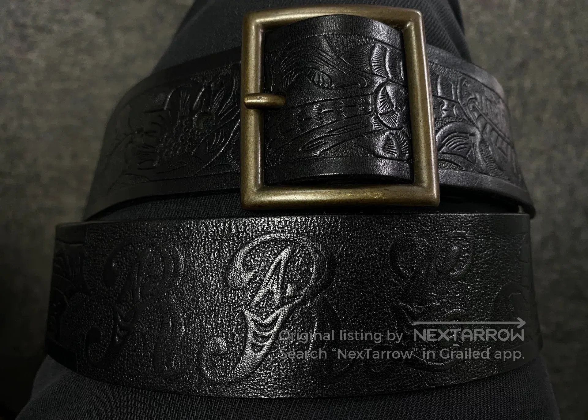 RRL Ralph Lauren premium vintage embossed leather belt. Size ONE SIZE - 1 Thumbnail