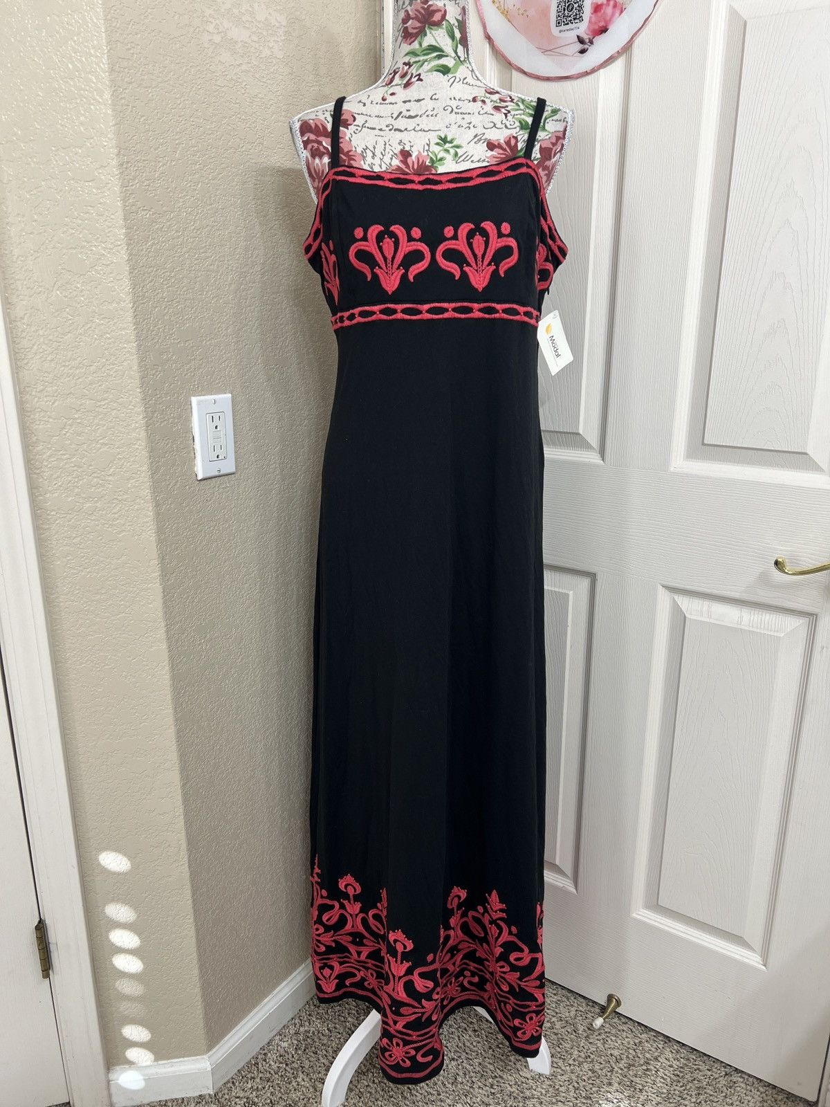 I.N.C INC International Concepts Black Maxi Embroidery dress Size L / US 10 / IT 46 - 1 Thumbnail