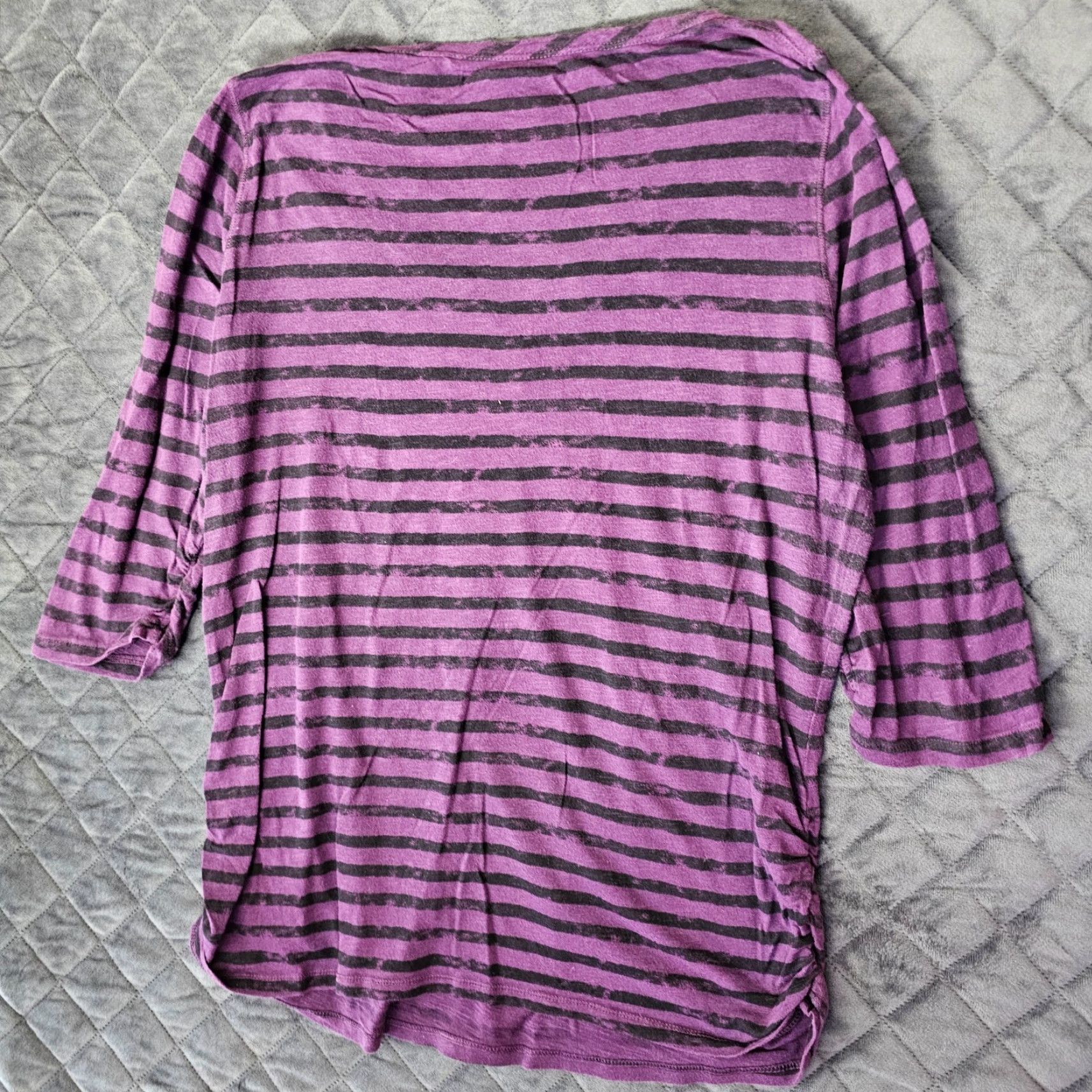 Calvin Klein Calvin Klein Jeans Blouse Women’s V Neck Long Sleeve Purple Stripe Casual Split Size L / US 10 / IT 46 - 7 Thumbnail